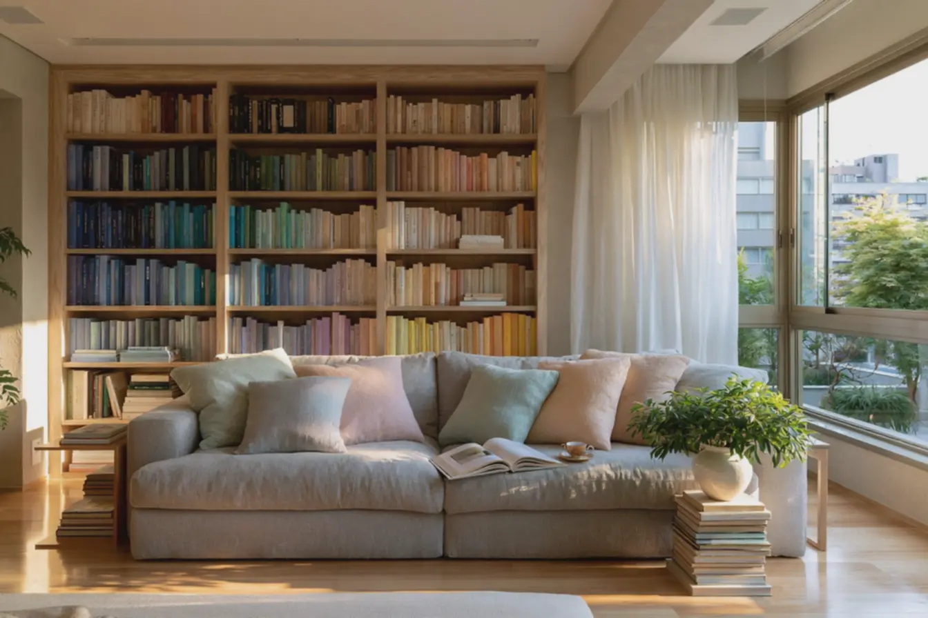 mesa-lateral-feita-de-pilhas-de-livros-com-vaso-de-planta-verde-em-sala-com-sofacinza Decorar com livros: ideias inesperadas para dar personalidade ao seu espaço mesa-lateral-feita-de-pilhas-de-livros-com-vaso-de-planta-verde-em-sala-com-sofacinza Decorar com livros: ideias inesperadas para dar personalidade ao seu espaço