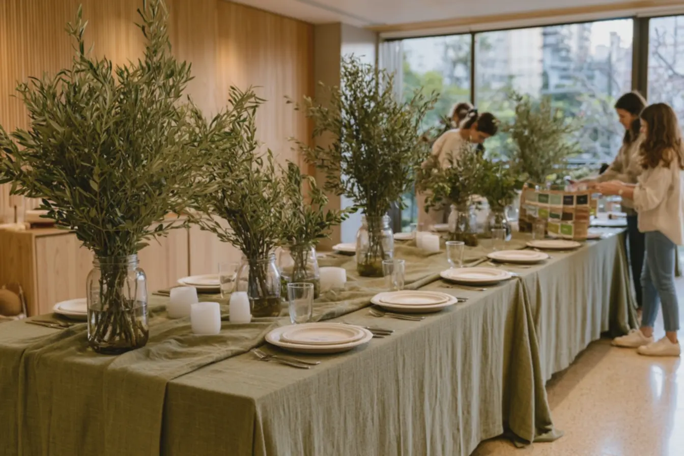 mesa-posta-para-igreja-com-decoracao-verde-musgo-e-elementos-naturais-em-salaocomunitario 10 Ideias de mesa posta para Igrejas: Unindo decoração e fé mesa-posta-para-igreja-com-decoracao-verde-musgo-e-elementos-naturais-em-salaocomunitario 10 Ideias de mesa posta para Igrejas: Unindo decoração e fé