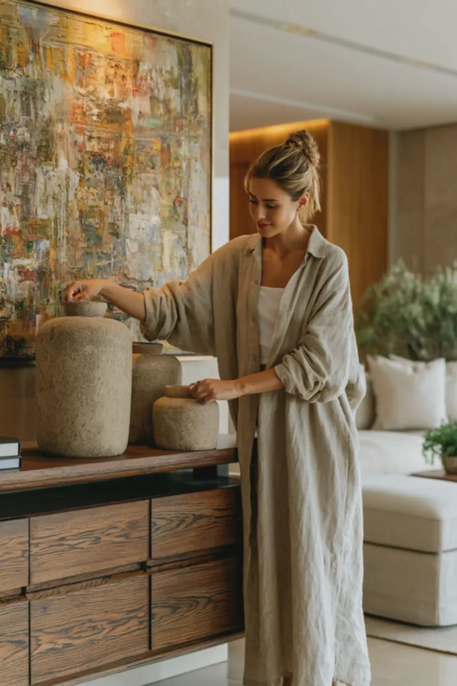 mulher-reposicionando-vasos-em-aparador-para-melhorar-decoracao-da-sala Escala e posição de vasos: regras de altura e quantidade que valorizam a sala mulher-reposicionando-vasos-em-aparador-para-melhorar-decoracao-da-sala Escala e posição de vasos: regras de altura e quantidade que valorizam a sala