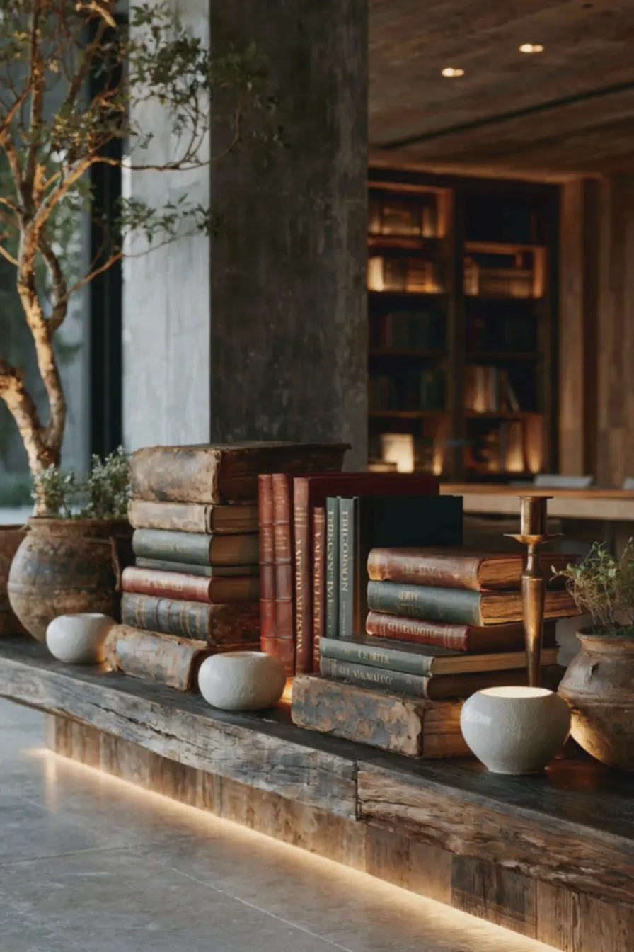organizacao-de-livros-em-pe-e-empilhados-com-iluminacao-led-quente-em-ambientede-trabalho-caseiro Decorar com livros: ideias inesperadas para dar personalidade ao seu espaço organizacao-de-livros-em-pe-e-empilhados-com-iluminacao-led-quente-em-ambientede-trabalho-caseiro Decorar com livros: ideias inesperadas para dar personalidade ao seu espaço