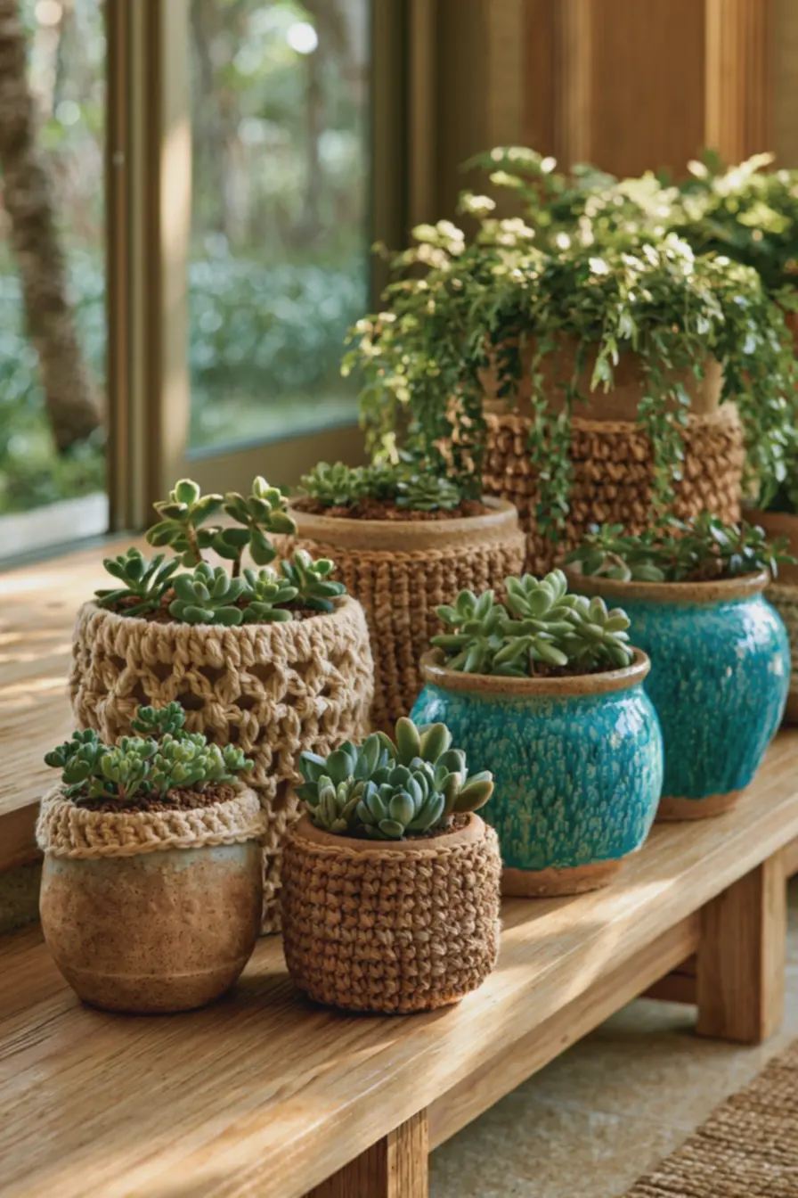 plantas-suculentas-pequenas-e-folhagens-pendentes-harmonizadas-em-vasos-deceramica-e-suportes-de-croche-decorativos Vasos de plantas com crochê e cerâmica: combinações de texturas para deixar prateleiras mais vivas plantas-suculentas-pequenas-e-folhagens-pendentes-harmonizadas-em-vasos-deceramica-e-suportes-de-croche-decorativos Vasos de plantas com crochê e cerâmica: combinações de texturas para deixar prateleiras mais vivas