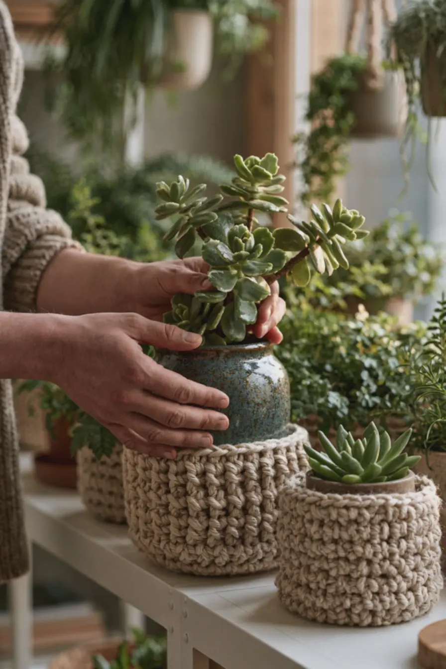 prateleira-branca-com-vasos-e-plantas-pendentes-realcando-importancia-daharmonia-entre-ceramica-e-croche Vasos de plantas com crochê e cerâmica: combinações de texturas para deixar prateleiras mais vivas prateleira-branca-com-vasos-e-plantas-pendentes-realcando-importancia-daharmonia-entre-ceramica-e-croche Vasos de plantas com crochê e cerâmica: combinações de texturas para deixar prateleiras mais vivas