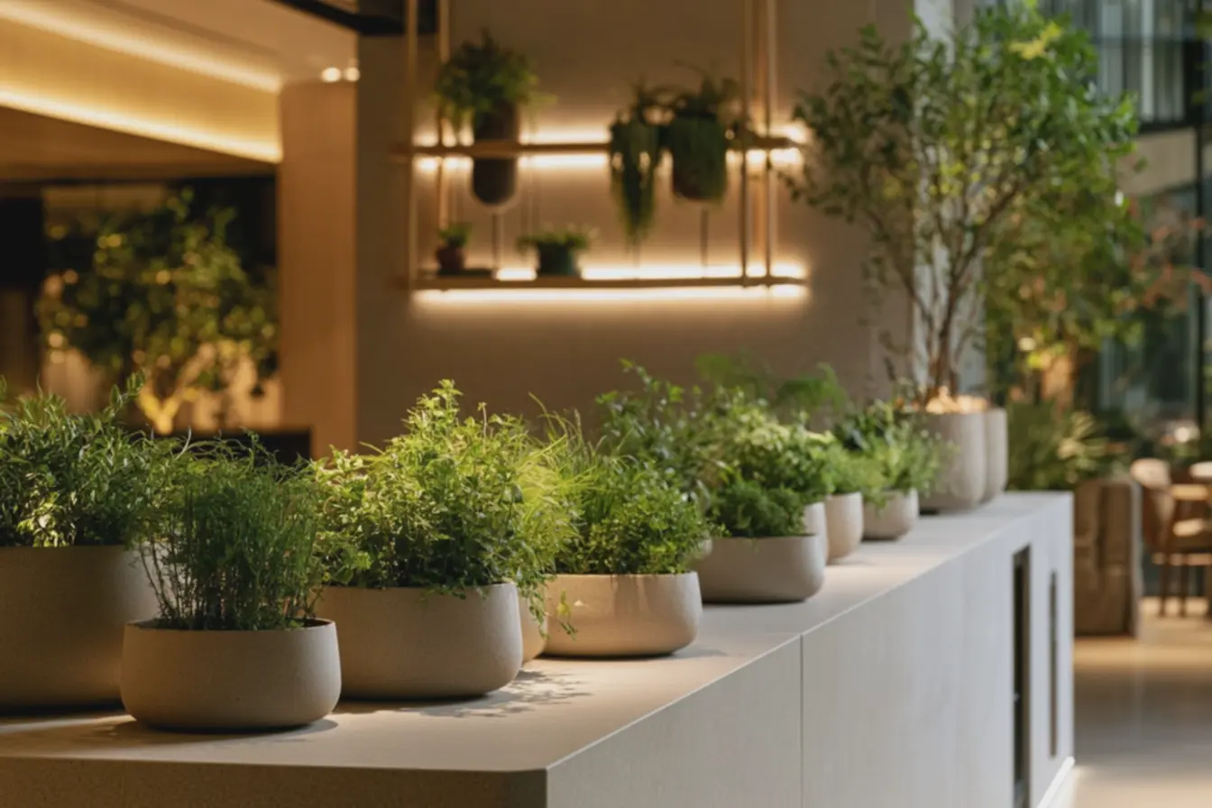 prateleira-de-madeira-clara-em-altura-media-com-pequenos-vasos-e-plantaspenduradas-iluminada-por-luz-calida-artificial Vasos, prateleiras e luz: montar uma horta prática que valoriza a bancada da cozinha prateleira-de-madeira-clara-em-altura-media-com-pequenos-vasos-e-plantaspenduradas-iluminada-por-luz-calida-artificial Vasos, prateleiras e luz: montar uma horta prática que valoriza a bancada da cozinha