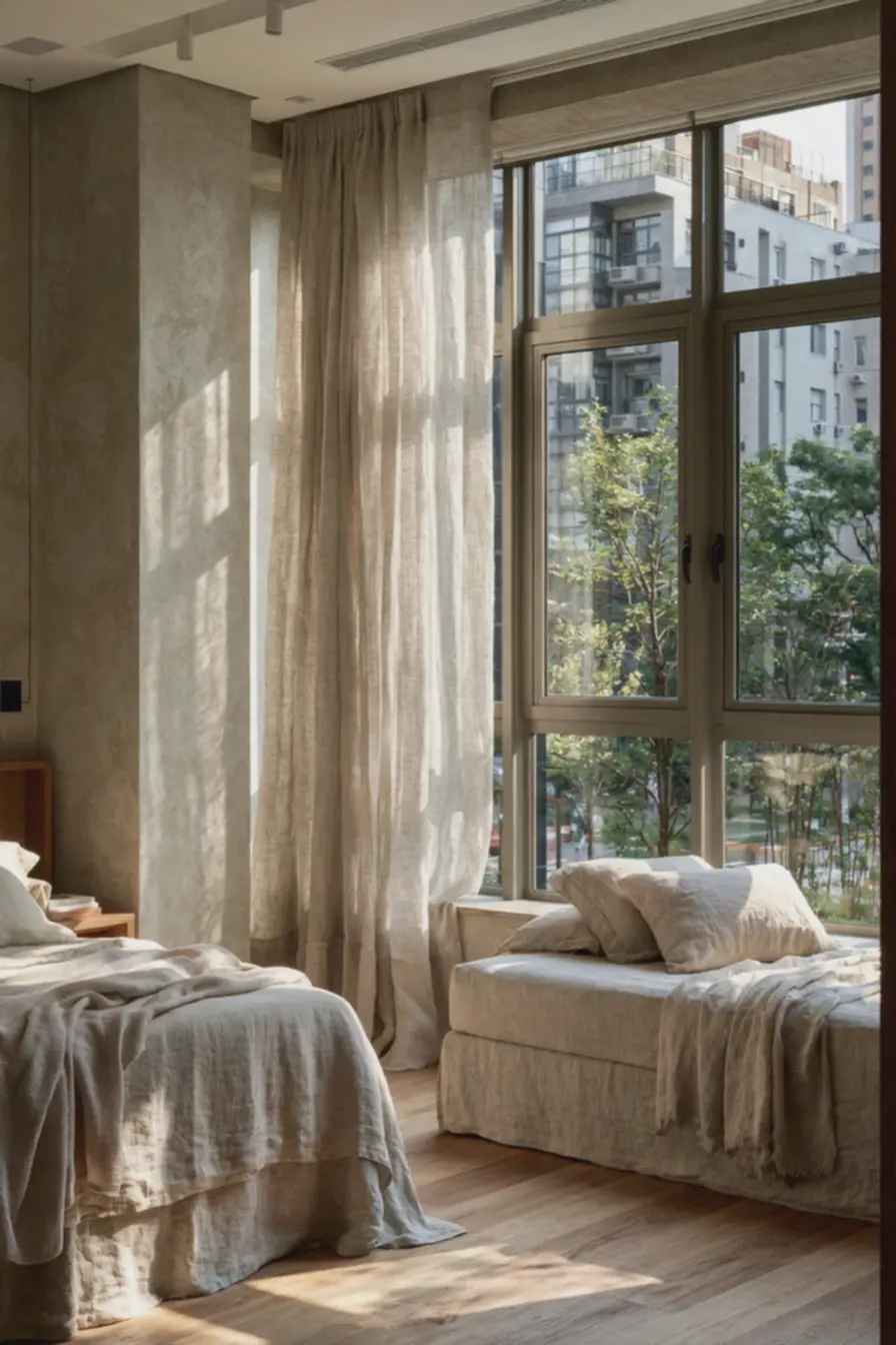 quarto-pequeno-com-cortina-bege-clara-translucida-instalada-em-varao-proximo-aoteto-ampliando-o-ambiente Cores de cortina para quartos pequenos que ampliam o ambiente sem obras quarto-pequeno-com-cortina-bege-clara-translucida-instalada-em-varao-proximo-aoteto-ampliando-o-ambiente Cores de cortina para quartos pequenos que ampliam o ambiente sem obras