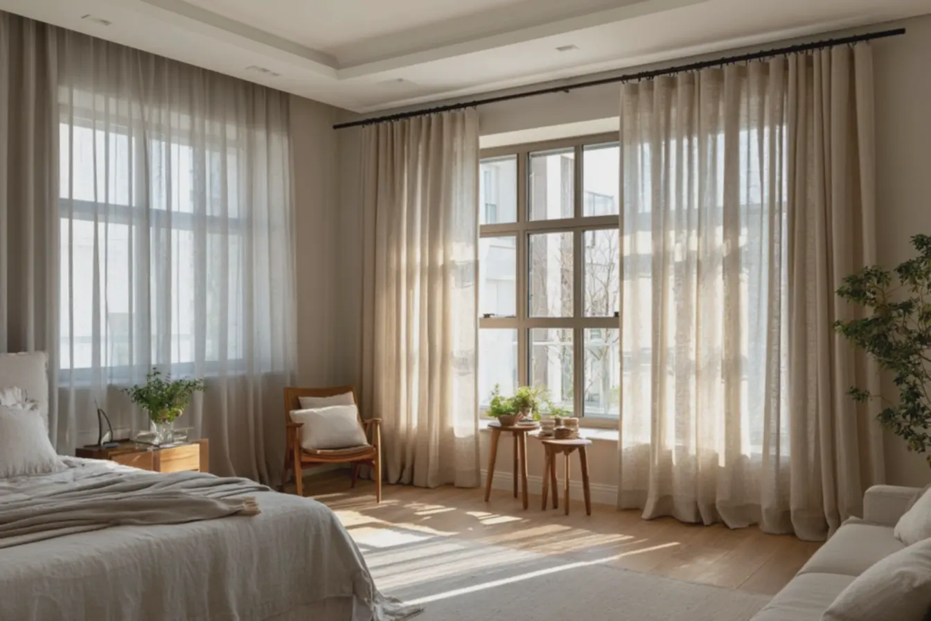 quarto-pequeno-com-cortinas-em-duas-camadas-voile-cinza-claro-e-blackout-linhobege-claro-elegante Cores de cortina para quartos pequenos que ampliam o ambiente sem obras quarto-pequeno-com-cortinas-em-duas-camadas-voile-cinza-claro-e-blackout-linhobege-claro-elegante Cores de cortina para quartos pequenos que ampliam o ambiente sem obras