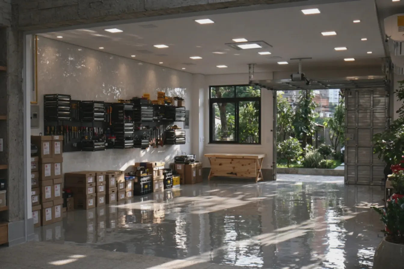 reforma-economica-de-garagem-com-piso-epoxi-e-armazenamento-com-caixasetiquetadas-e-ferramentas-alinhadas Reforma da garagem simples: ideias que renovam sem pesar no bolso reforma-economica-de-garagem-com-piso-epoxi-e-armazenamento-com-caixasetiquetadas-e-ferramentas-alinhadas Reforma da garagem simples: ideias que renovam sem pesar no bolso
