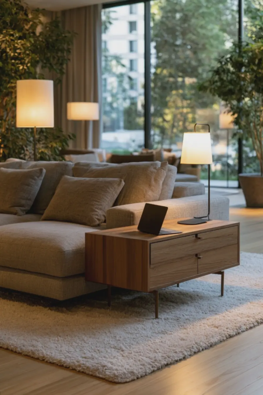 sala-de-estar-flexivel-com-iluminacao-natural-mesa-de-trabalho-compacta-emmadeira-e-sofa-cinza-claro Salas flexíveis: móveis e iluminação que equilibram morar e trabalhar em casa sala-de-estar-flexivel-com-iluminacao-natural-mesa-de-trabalho-compacta-emmadeira-e-sofa-cinza-claro Salas flexíveis: móveis e iluminação que equilibram morar e trabalhar em casa