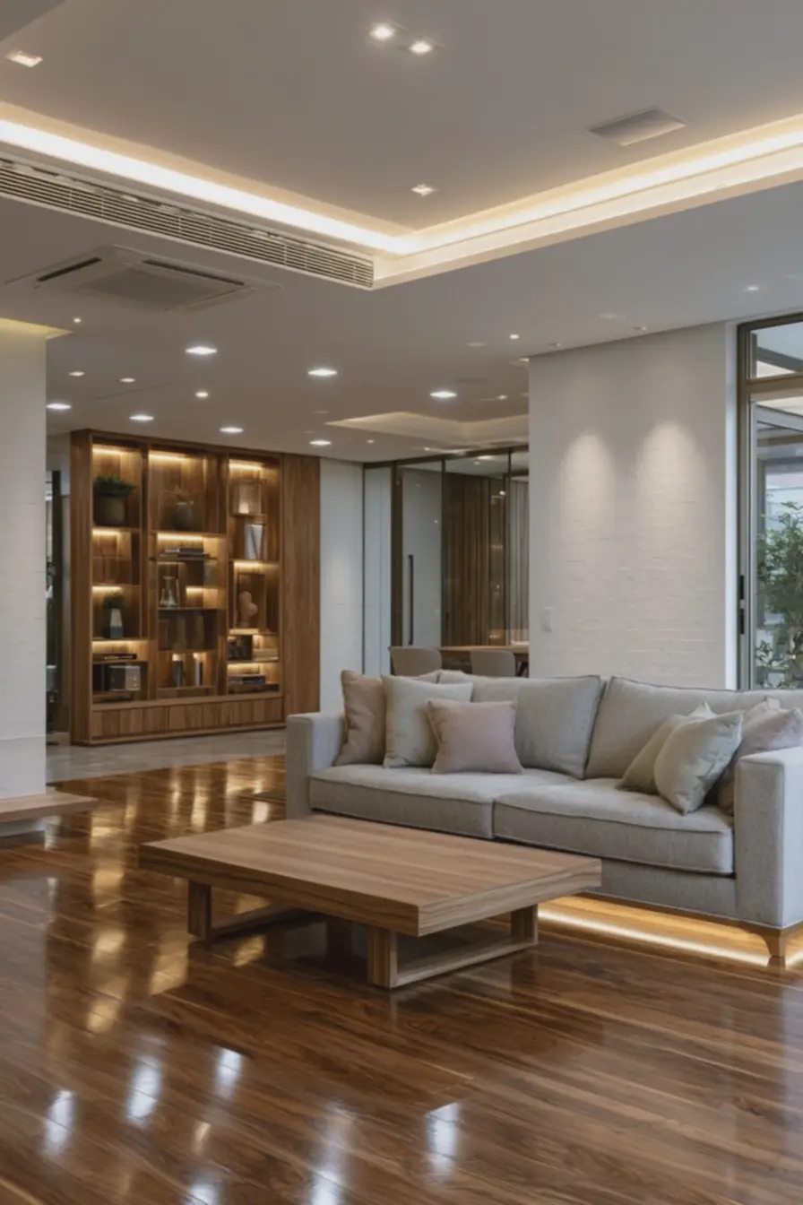 sala-de-estar-moderna-com-iluminacao-em-camadas-usando-fitas-led-embutidas-emsanca-no-teto Iluminação em camadas com LED: pontos, fitas e embutidos que criam profundidade sala-de-estar-moderna-com-iluminacao-em-camadas-usando-fitas-led-embutidas-emsanca-no-teto Iluminação em camadas com LED: pontos, fitas e embutidos que criam profundidade
