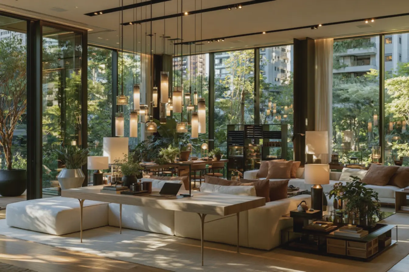 sala-flexivel-de-alto-padrao-com-luz-natural-abundante-janelas-amplas-e-moveiselegantes Salas flexíveis: móveis e iluminação que equilibram morar e trabalhar em casa sala-flexivel-de-alto-padrao-com-luz-natural-abundante-janelas-amplas-e-moveiselegantes Salas flexíveis: móveis e iluminação que equilibram morar e trabalhar em casa
