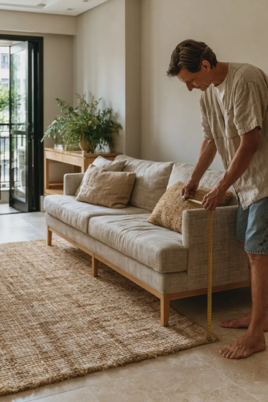 sala-pequena-com-piso-de-porcelanato-bege-e-aparador-com-base-aberta-otimizandoespaco-e-conforto-visual Erros de escala que reduzem seu apartamento pequeno — e o que ajustar no mobiliário sala-pequena-com-piso-de-porcelanato-bege-e-aparador-com-base-aberta-otimizandoespaco-e-conforto-visual Erros de escala que reduzem seu apartamento pequeno — e o que ajustar no mobiliário