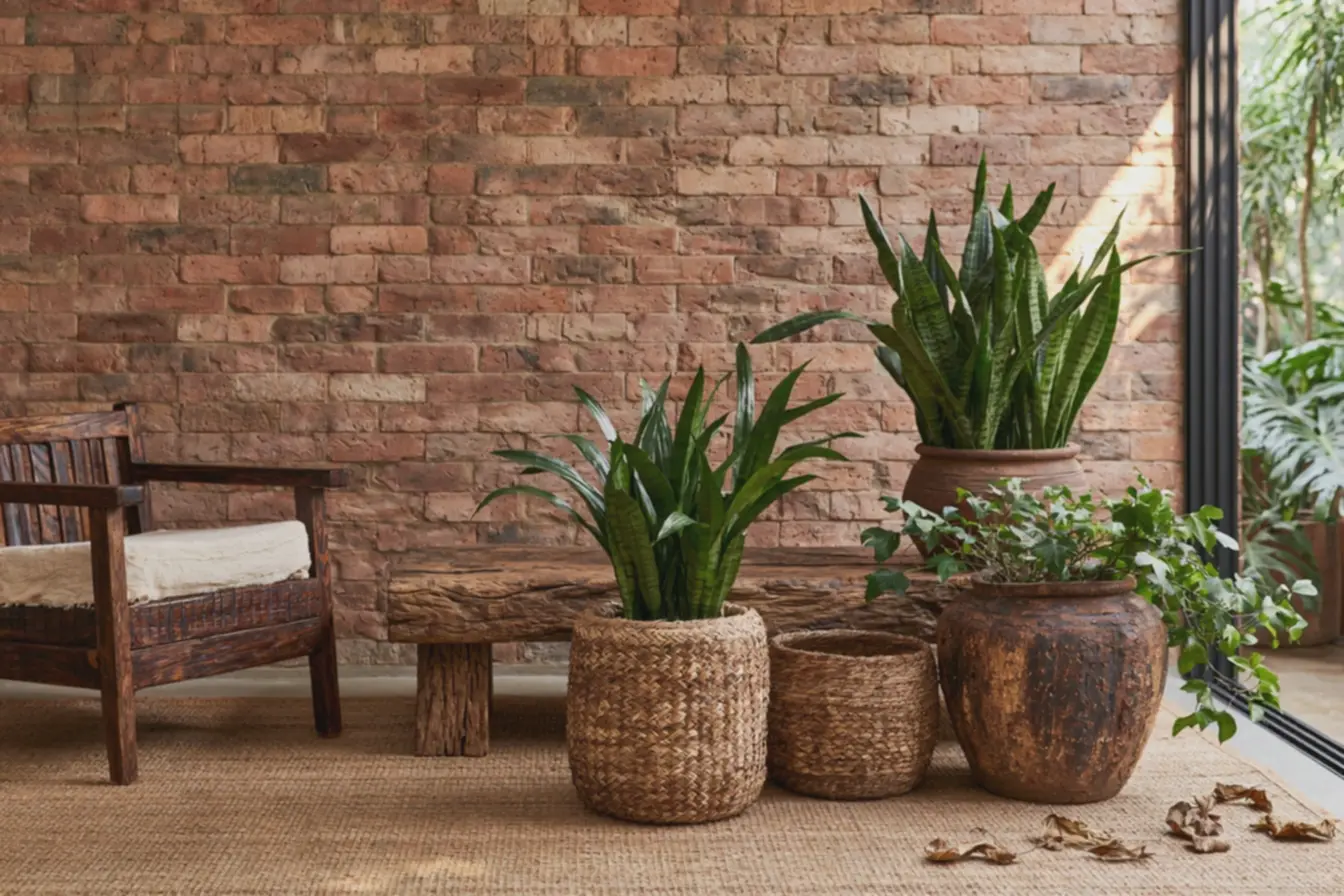 sala-rustica-com-parede-de-tijolos-e-vasos-artesanais-com-plantas-espada-de-saojorge-jiboia Vasos na decoração da sala: o detalhe que muda toda a atmosfera do ambiente sala-rustica-com-parede-de-tijolos-e-vasos-artesanais-com-plantas-espada-de-saojorge-jiboia Vasos na decoração da sala: o detalhe que muda toda a atmosfera do ambiente