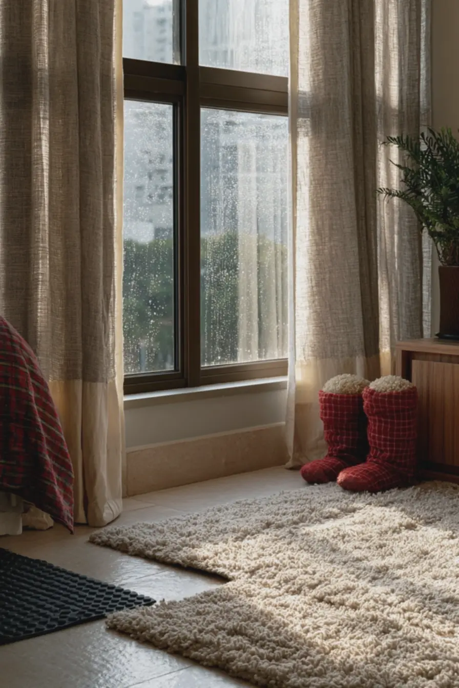 tapete-felpudo-bege-com-antiderrapante-em-piso-frio-de-ceramica-em-ambiente-dequarto-acolhedor-no-inverno Decoração DIY para inverno: ideias que renovam o clima da sua casa rápido tapete-felpudo-bege-com-antiderrapante-em-piso-frio-de-ceramica-em-ambiente-dequarto-acolhedor-no-inverno Decoração DIY para inverno: ideias que renovam o clima da sua casa rápido