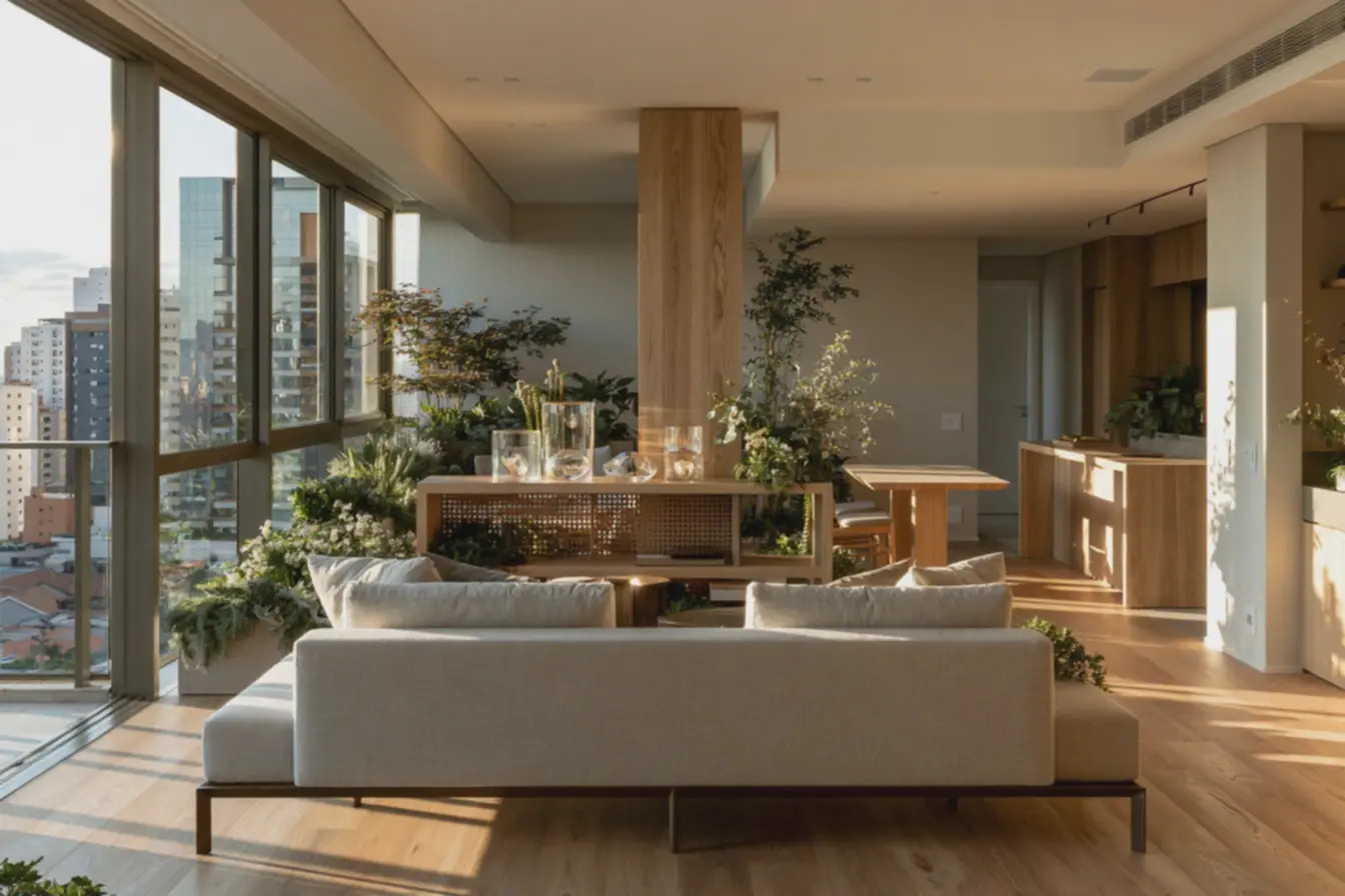 uso-de-madeira-clara-e-iluminacao-natural-abundante-para-ampliar-espacosintegrados-em-apartamento-compacto Setorização com móveis para apartamentos pequenos: áreas distintas sem paredes uso-de-madeira-clara-e-iluminacao-natural-abundante-para-ampliar-espacosintegrados-em-apartamento-compacto Setorização com móveis para apartamentos pequenos: áreas distintas sem paredes