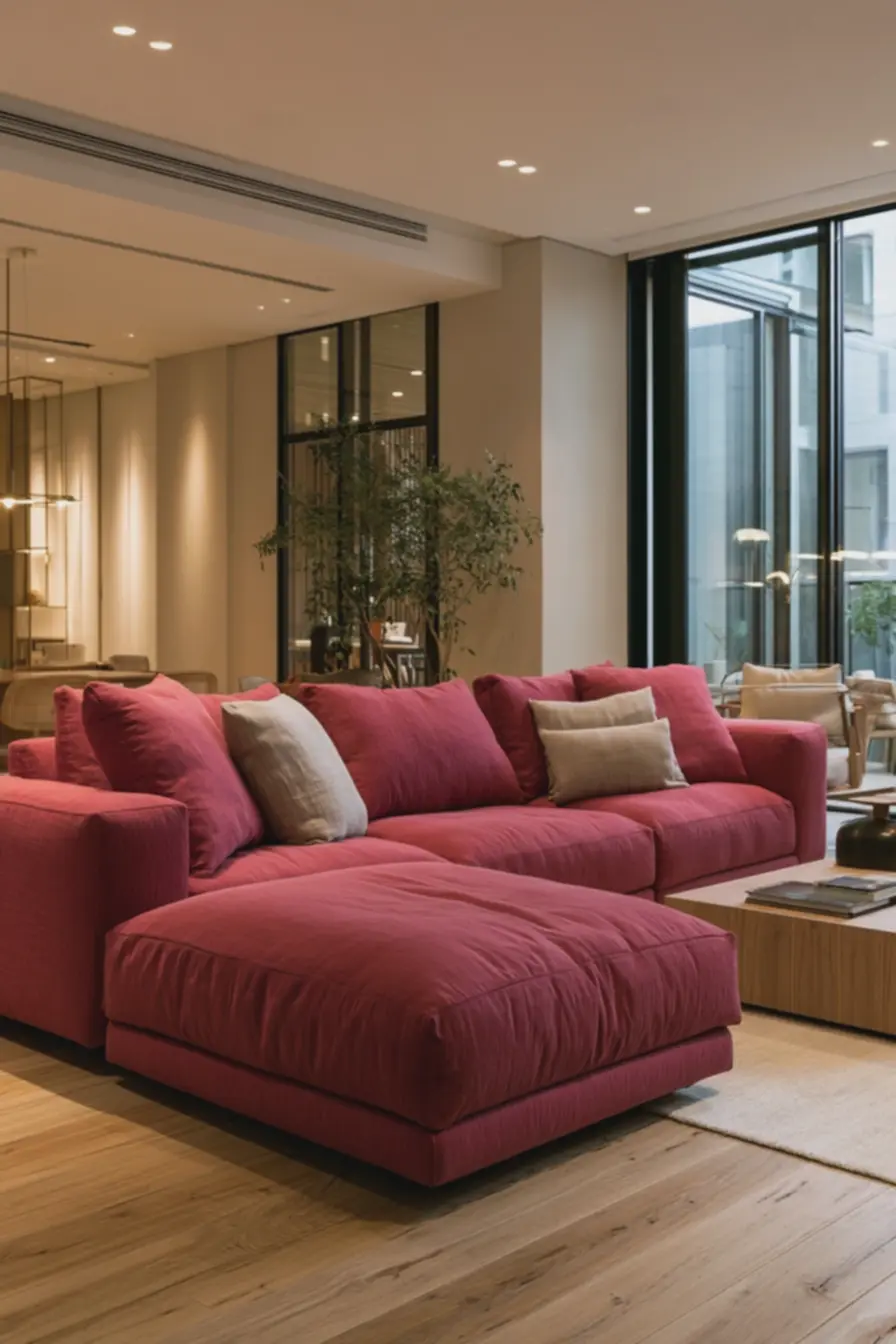 uso-de-sofa-rosa-intenso-em-espaco-pequeno-mostrando-sobrecarga-visual-esensacao-de-desconforto Rosa no mobiliário: escolher tons e escalas para não sobrecarregar a sala uso-de-sofa-rosa-intenso-em-espaco-pequeno-mostrando-sobrecarga-visual-esensacao-de-desconforto Rosa no mobiliário: escolher tons e escalas para não sobrecarregar a sala