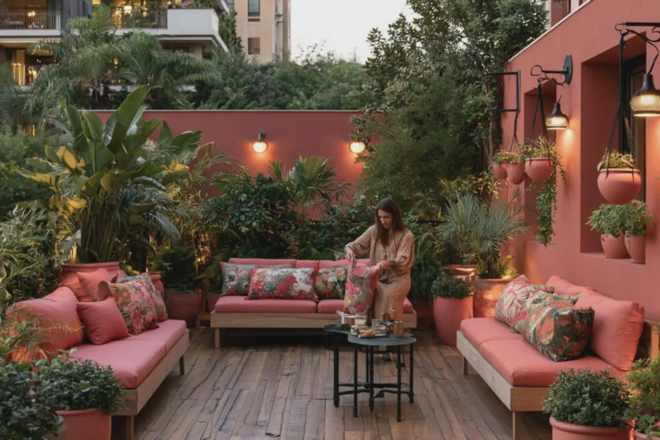 varanda-externa-ao-entardecer-com-piso-de-madeira-rustica-e-vasos-rosa-vibrantepintados-a-mao Decorar com tons de rosa: o detalhe que muda o clima da sua casa para sempre varanda-externa-ao-entardecer-com-piso-de-madeira-rustica-e-vasos-rosa-vibrantepintados-a-mao Decorar com tons de rosa: o detalhe que muda o clima da sua casa para sempre