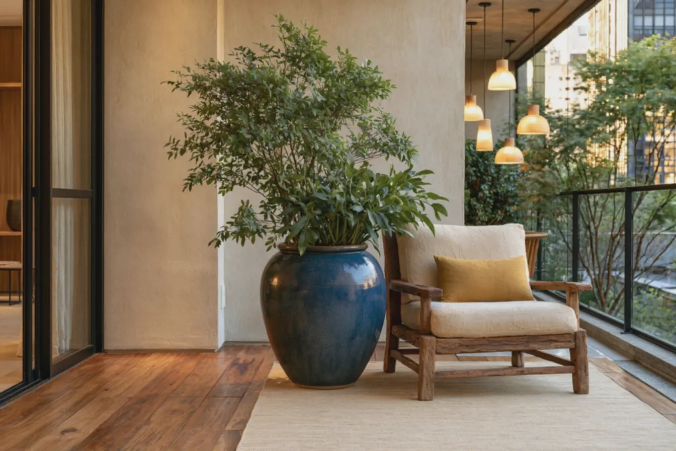 varanda-integrada-com-decoracao-minimalista-e-vaso-azul-petroleo-como-pontofocal-equilibrando-o-ambiente Quando o excesso torna a decoração enjoativa e como resolver esse problema varanda-integrada-com-decoracao-minimalista-e-vaso-azul-petroleo-como-pontofocal-equilibrando-o-ambiente Quando o excesso torna a decoração enjoativa e como resolver esse problema