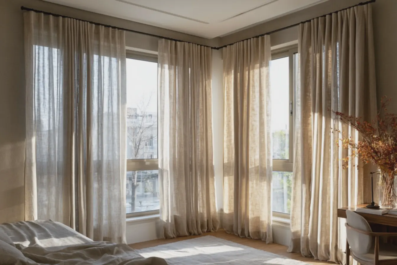 varao-metalico-preto-posicionado-proximo-ao-teto-com-cortinas-longas-ampliandovisualmente-quarto-de-pe-direito-baixo Cores de cortina para quartos pequenos que ampliam o ambiente sem obras varao-metalico-preto-posicionado-proximo-ao-teto-com-cortinas-longas-ampliandovisualmente-quarto-de-pe-direito-baixo Cores de cortina para quartos pequenos que ampliam o ambiente sem obras