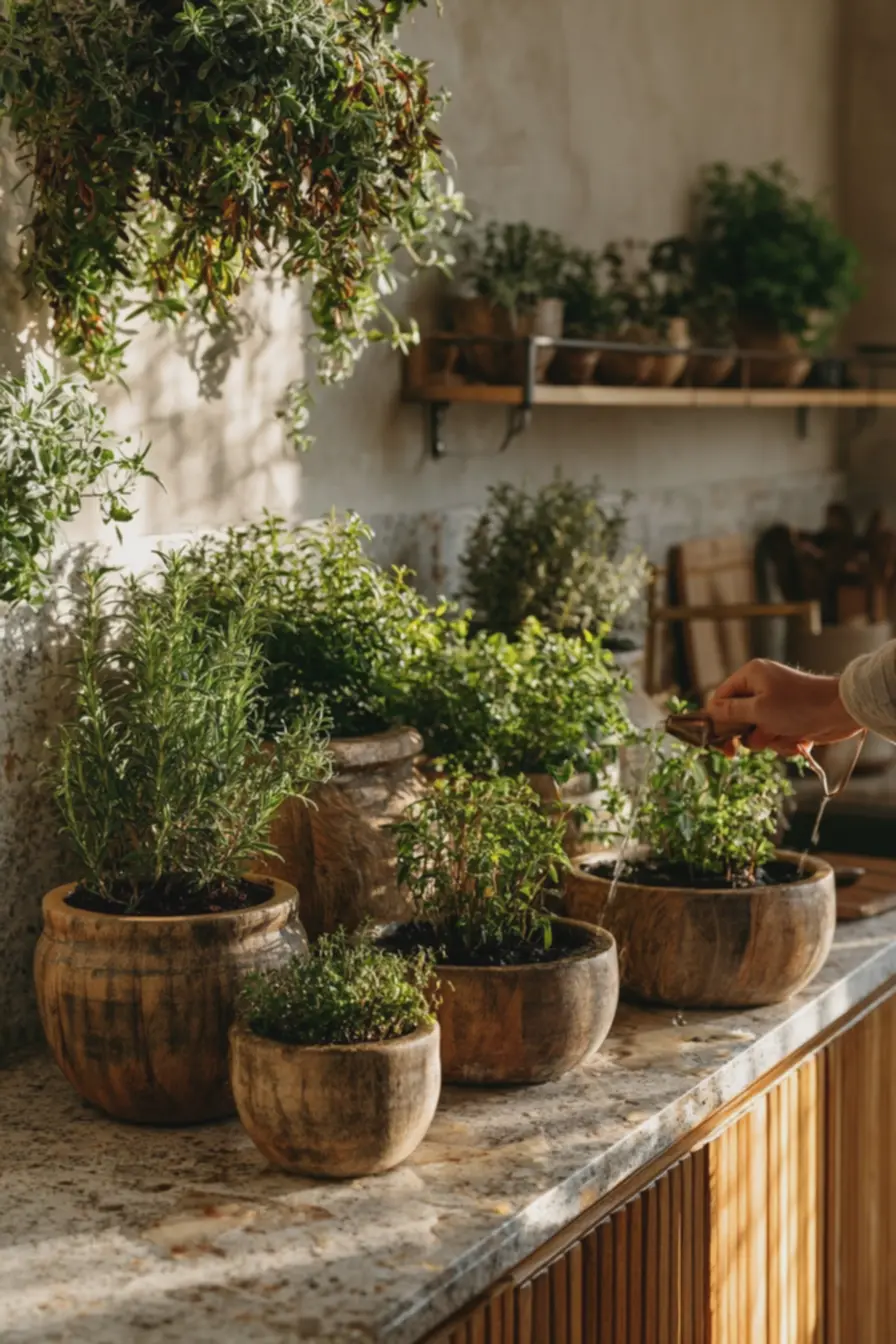 vasos-em-ceramica-com-acabamento-amadeirado-em-bancada-de-cozinha-com-prateleirasuspensa-de-suporte-para-plantas Vasos, prateleiras e luz: montar uma horta prática que valoriza a bancada da cozinha vasos-em-ceramica-com-acabamento-amadeirado-em-bancada-de-cozinha-com-prateleirasuspensa-de-suporte-para-plantas Vasos, prateleiras e luz: montar uma horta prática que valoriza a bancada da cozinha