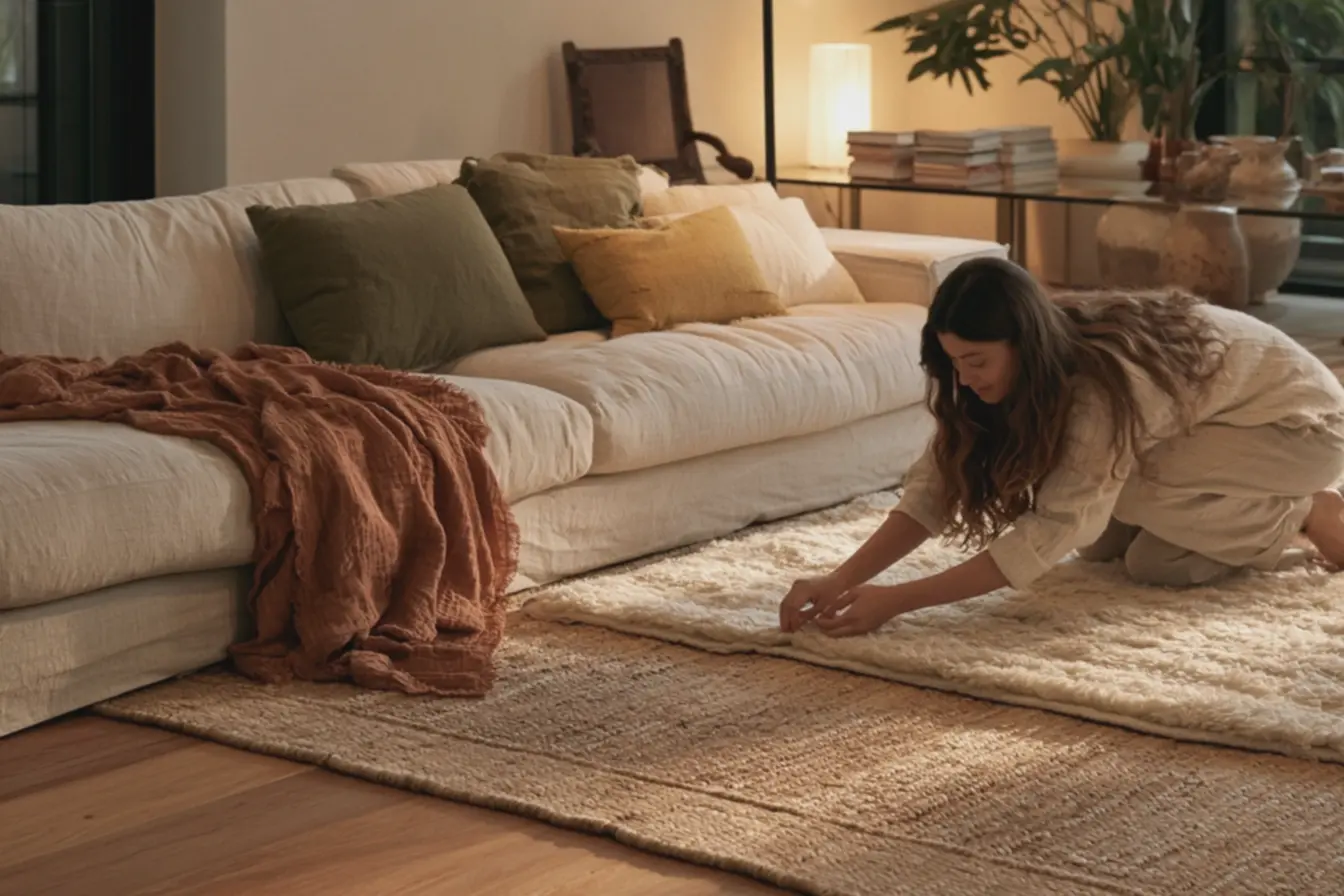 ambiente-dividido-entre-espaco-vazio-e-aconchegante-com-sofa-beige-mantaterracota-e-tapete-de-la-sobre-tapete-natural Nem minimalismo, nem maximalismo: esta é a tendência que promete casas mais aconchegantes ambiente-dividido-entre-espaco-vazio-e-aconchegante-com-sofa-beige-mantaterracota-e-tapete-de-la-sobre-tapete-natural Nem minimalismo, nem maximalismo: esta é a tendência que promete casas mais aconchegantes