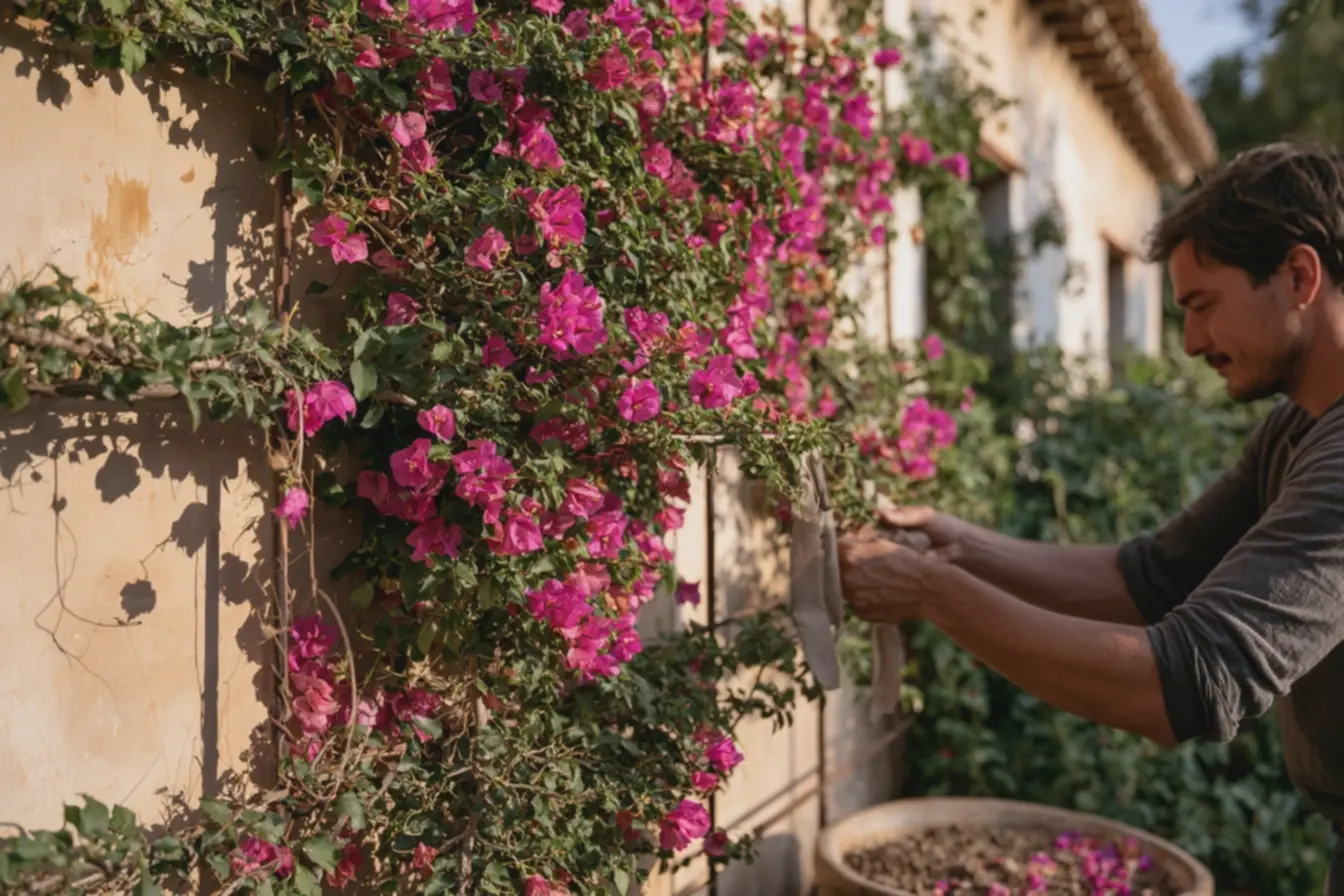 bougainvillea-madura-com-bracteas-magenta-trepando-em-trelica-metalica-em-patioresidencial As dicas que ninguém conta sobre como cuidar de trepadeiras bougainvillea-madura-com-bracteas-magenta-trepando-em-trelica-metalica-em-patioresidencial As dicas que ninguém conta sobre como cuidar de trepadeiras