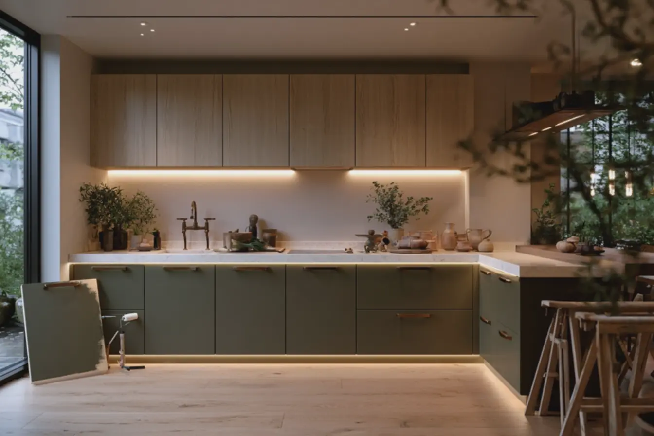 cozinha-moderna-com-bancada-de-quartzo-branco-e-puxadores-de-latao-escovado-emcombinacao-com-verde-musgo A cor mais polêmica dos anos 70 voltou e pode substituir o bege na decoração cozinha-moderna-com-bancada-de-quartzo-branco-e-puxadores-de-latao-escovado-emcombinacao-com-verde-musgo A cor mais polêmica dos anos 70 voltou e pode substituir o bege na decoração