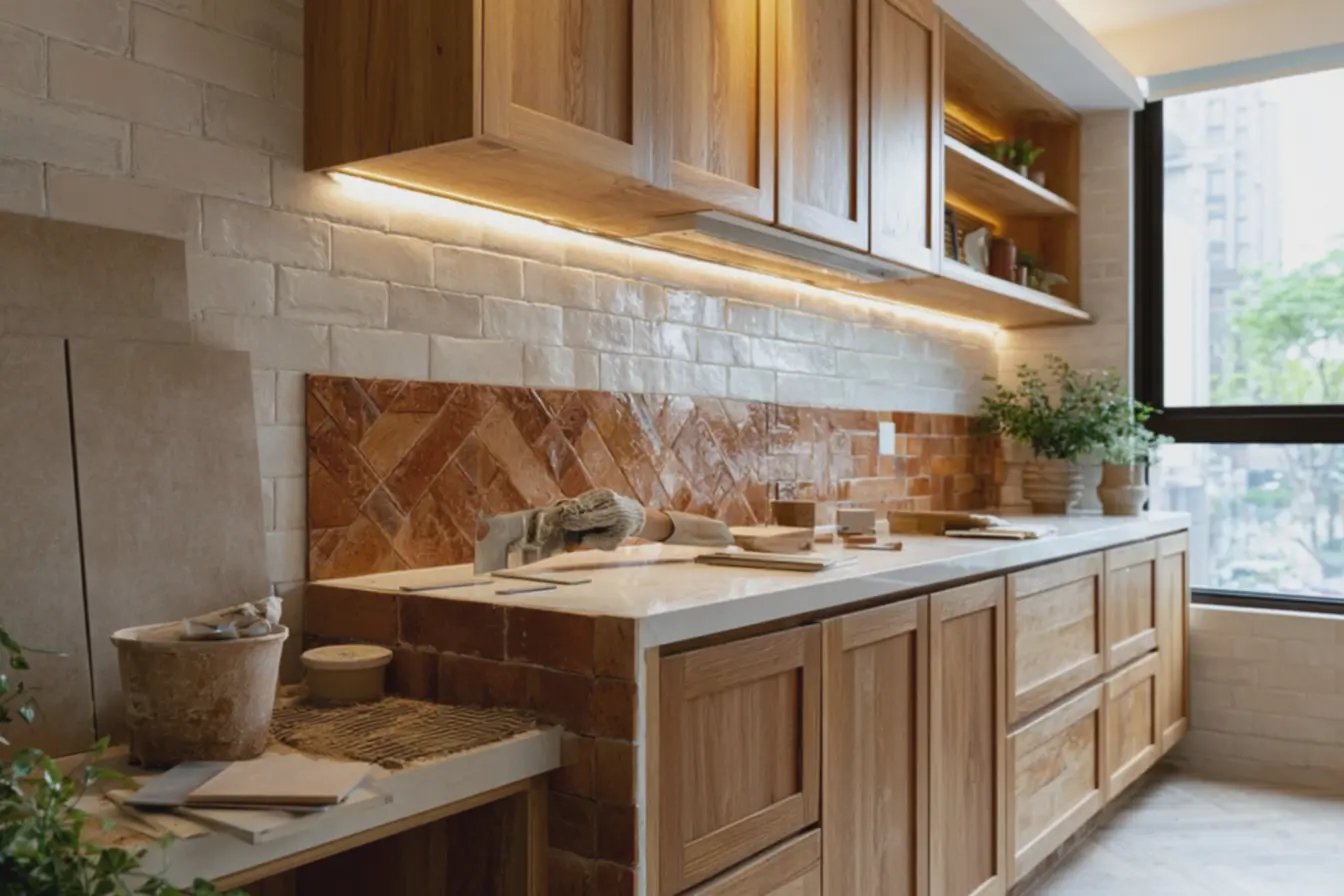cozinha-pequena-em-renovacao-com-parede-da-bancada-dividida-entre-azulejo-brancofrio-antigo-e-novos-azulejos-terracota-na-paginacao-espinha-de-peixe Essas são as novas combinações de cores de azulejos para sair do branco frio e novar a casa cozinha-pequena-em-renovacao-com-parede-da-bancada-dividida-entre-azulejo-brancofrio-antigo-e-novos-azulejos-terracota-na-paginacao-espinha-de-peixe Essas são as novas combinações de cores de azulejos para sair do branco frio e novar a casa