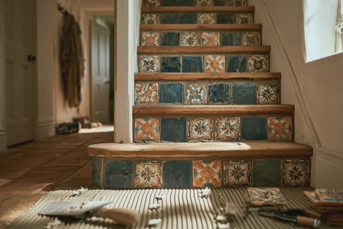 detalhe-do-padrao-de-ceramica-em-azul-terracota-e-creme-que-transforma-a-escadacomum-em-um-elemento-decorativo-marcante Decoração com azulejos: ideias inesperadas que renovam qualquer ambiente detalhe-do-padrao-de-ceramica-em-azul-terracota-e-creme-que-transforma-a-escadacomum-em-um-elemento-decorativo-marcante Decoração com azulejos: ideias inesperadas que renovam qualquer ambiente