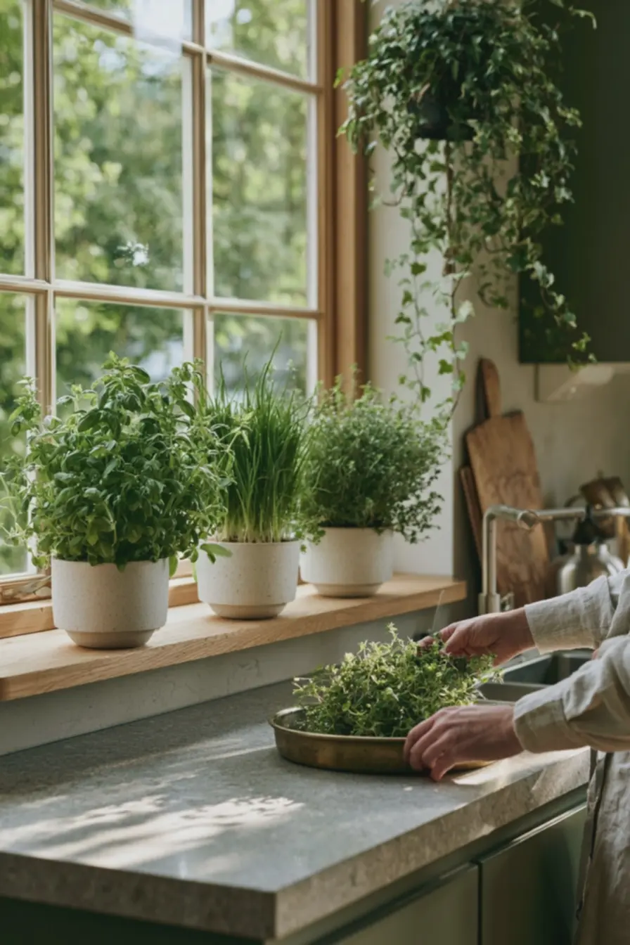 espaco-de-cozinha-com-plantas-naturais-em-vasos-brancos-e-suspensos-armariosverdes-escuros-utensilios-de-aco-escovado-e-luz-da-manha-na-decoracao-verde Decoração com plantas: ideias práticas para integrar verde sem exageros espaco-de-cozinha-com-plantas-naturais-em-vasos-brancos-e-suspensos-armariosverdes-escuros-utensilios-de-aco-escovado-e-luz-da-manha-na-decoracao-verde Decoração com plantas: ideias práticas para integrar verde sem exageros