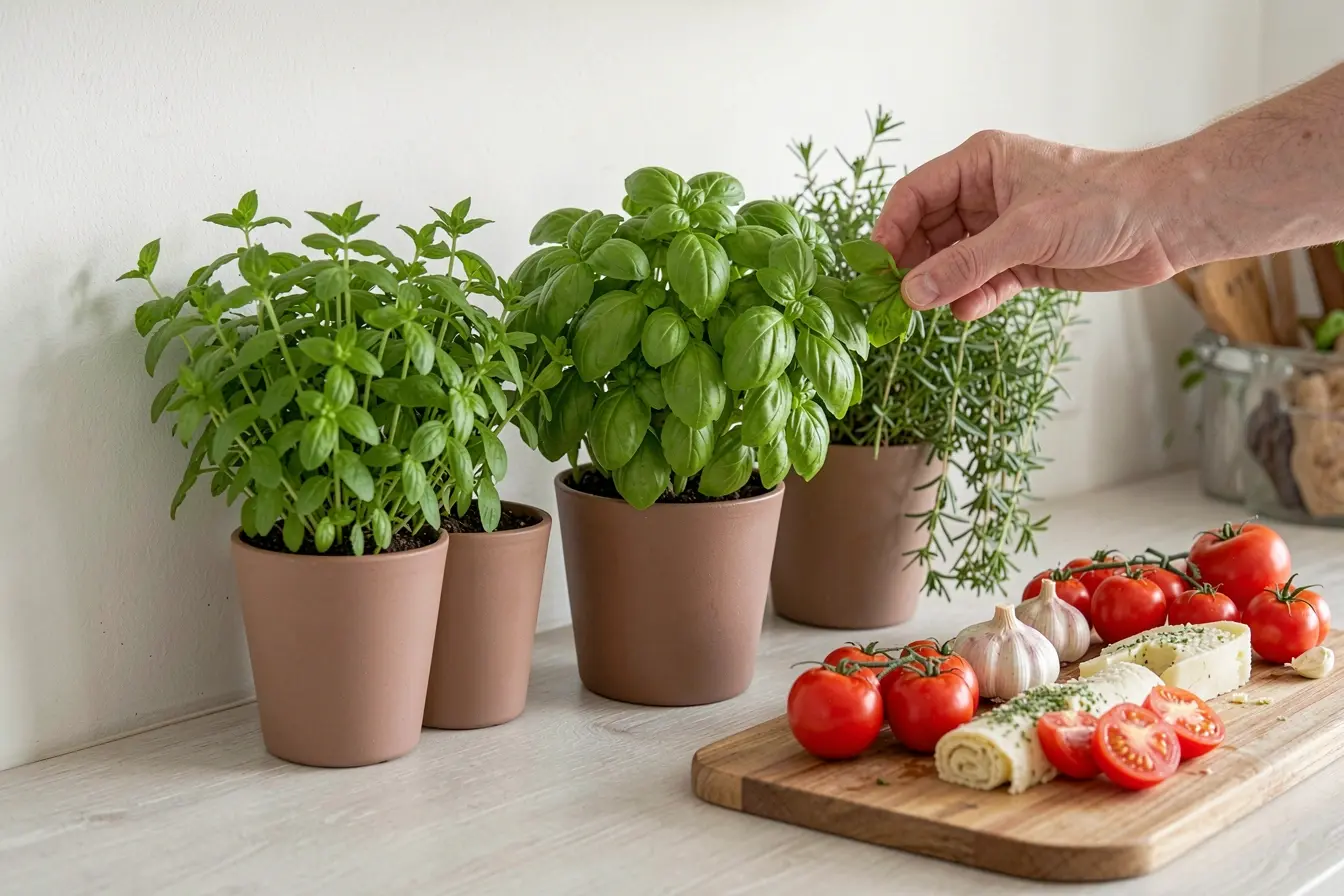 horta-compacta-com-manjericao-salsinha-e-tomilho-ao-lado-dos-ingredientes-do-jantar-na-cozinha Onde colocar cor na casa neutra quando pintar as paredes não é opção horta-compacta-com-manjericao-salsinha-e-tomilho-ao-lado-dos-ingredientes-do-jantar-na-cozinha Onde colocar cor na casa neutra quando pintar as paredes não é opção
