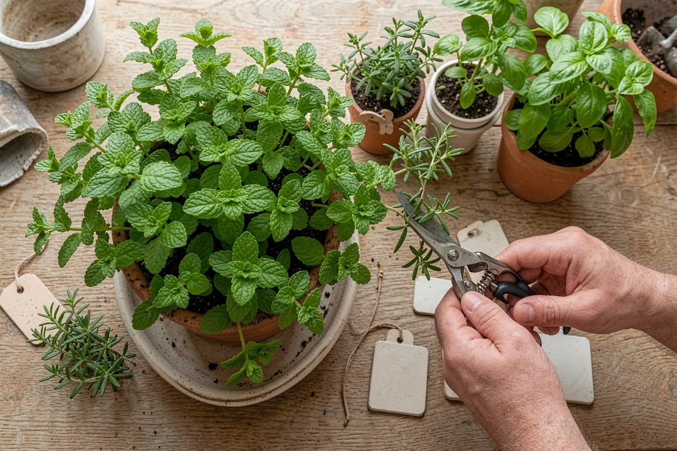 hortela-isolada-em-recipiente-proprio-ao-lado-de-tomilho-alecrim-e-manjericao-na-cozinha Onde colocar cor na casa neutra quando pintar as paredes não é opção hortela-isolada-em-recipiente-proprio-ao-lado-de-tomilho-alecrim-e-manjericao-na-cozinha Onde colocar cor na casa neutra quando pintar as paredes não é opção