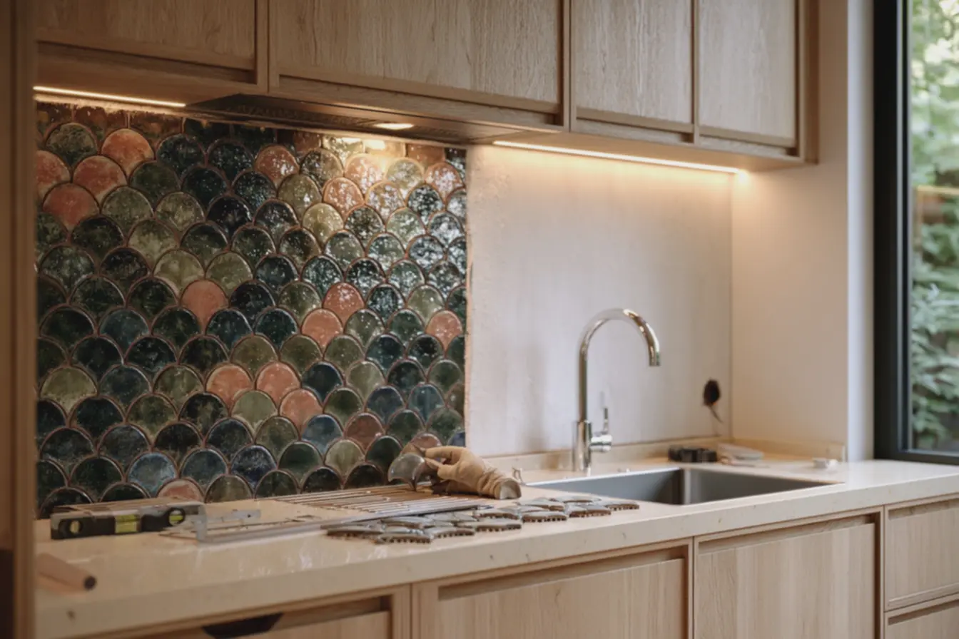 instalacao-de-azulejos-retro-em-cozinha-compacta-com-frontao-em-escama-de-peixeazul-verde-e-terracota Os azulejos dos anos 60 voltaram: 6 paginações retrô para cozinha e banheiro instalacao-de-azulejos-retro-em-cozinha-compacta-com-frontao-em-escama-de-peixeazul-verde-e-terracota Os azulejos dos anos 60 voltaram: 6 paginações retrô para cozinha e banheiro
