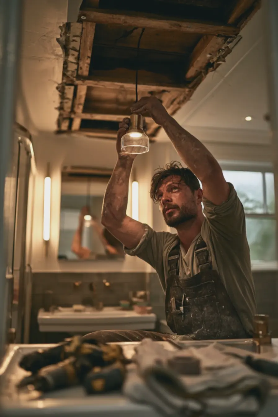 instalacao-de-pendente-de-vidro-e-metal-em-banheiro-demonstrando-processo-derenovacao-de-iluminacao Lustres na decoração: detalhes que poucos percebem e fazem toda a diferença instalacao-de-pendente-de-vidro-e-metal-em-banheiro-demonstrando-processo-derenovacao-de-iluminacao Lustres na decoração: detalhes que poucos percebem e fazem toda a diferença