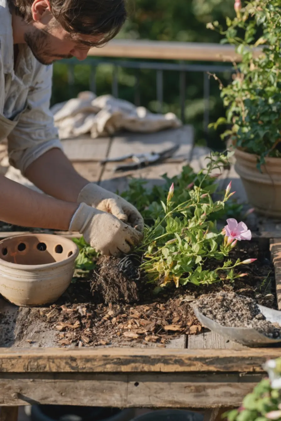 jardineiro-removendo-raizes-deterioradas-de-dipladenia-com-luvas-simples-paramanter-saude-da-planta As dicas que ninguém conta sobre como cuidar de trepadeiras jardineiro-removendo-raizes-deterioradas-de-dipladenia-com-luvas-simples-paramanter-saude-da-planta As dicas que ninguém conta sobre como cuidar de trepadeiras