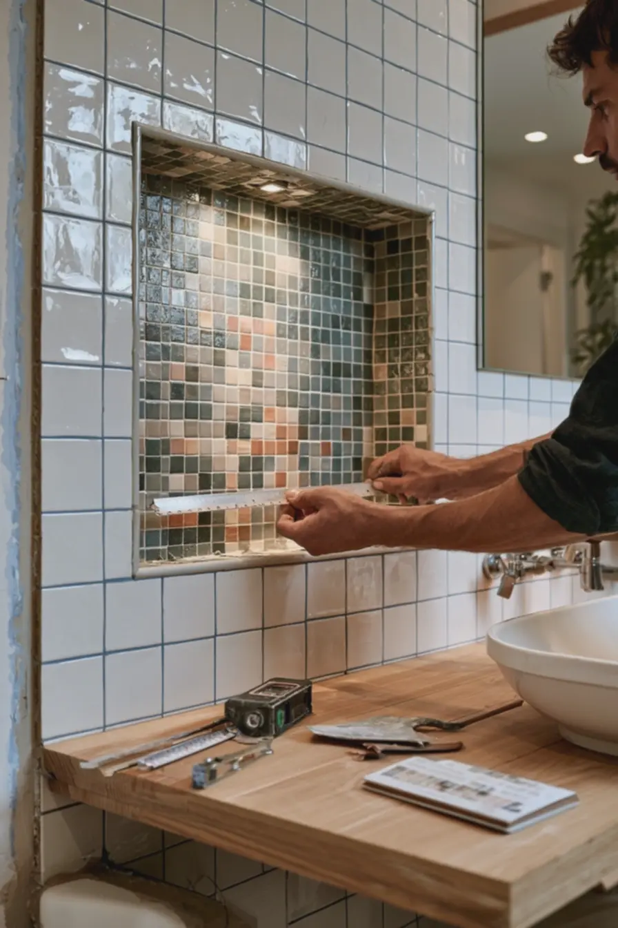 mao-de-instalador-conferindo-nivel-e-medida-do-nicho-com-azulejos-brancosacetinados-e-rejunte-azul-medio Os azulejos dos anos 60 voltaram: 6 paginações retrô para cozinha e banheiro mao-de-instalador-conferindo-nivel-e-medida-do-nicho-com-azulejos-brancosacetinados-e-rejunte-azul-medio Os azulejos dos anos 60 voltaram: 6 paginações retrô para cozinha e banheiro