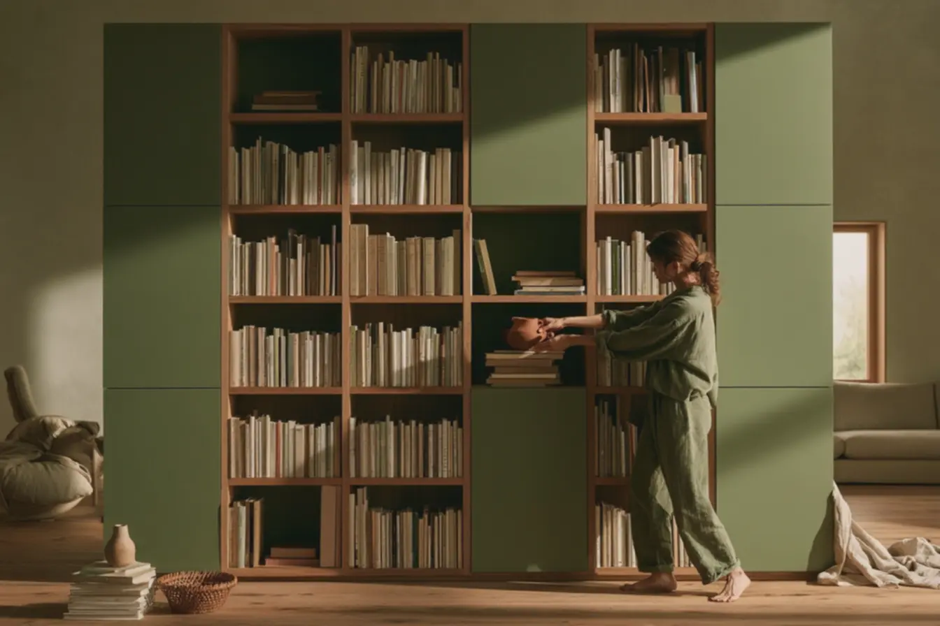 maos-ajustando-pequenos-vasos-de-terracota-em-pilhas-horizontais-de-livros-emestante-que-mescla-praticidade-e-estilo A estante deixou de servir apenas para livros e virou protagonista da decoração maos-ajustando-pequenos-vasos-de-terracota-em-pilhas-horizontais-de-livros-emestante-que-mescla-praticidade-e-estilo A estante deixou de servir apenas para livros e virou protagonista da decoração