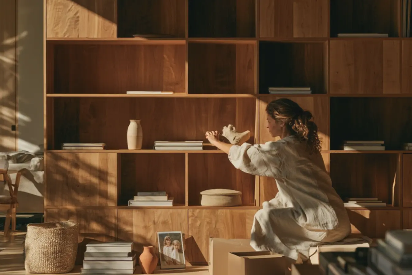 mulher-organizando-esculturas-e-livros-em-estante-aberta-para-decoracao-viva-esignificativa Fim do minimalismo: Depois de anos escondendo tudo, a decoração está trazendo os objetos de volta mulher-organizando-esculturas-e-livros-em-estante-aberta-para-decoracao-viva-esignificativa Fim do minimalismo: Depois de anos escondendo tudo, a decoração está trazendo os objetos de volta