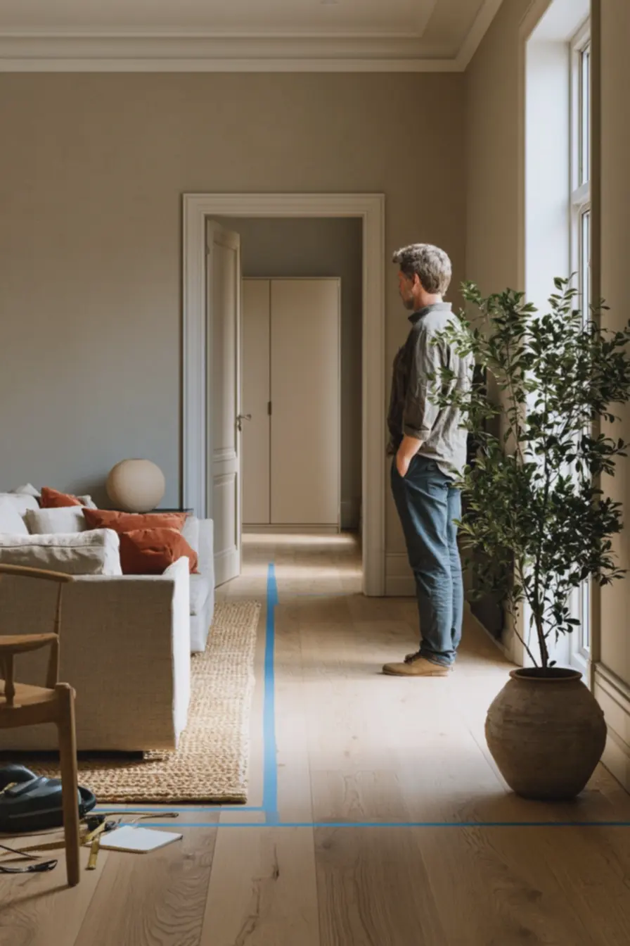 planejamento-de-moveis-em-sala-compacta-usando-fita-azul-para-simular-mesa-decentro-e-avaliar-circulacao Decoração de Pinterest funciona mesmo? Veja o que é verdade e o que é exagero. planejamento-de-moveis-em-sala-compacta-usando-fita-azul-para-simular-mesa-decentro-e-avaliar-circulacao Decoração de Pinterest funciona mesmo? Veja o que é verdade e o que é exagero.