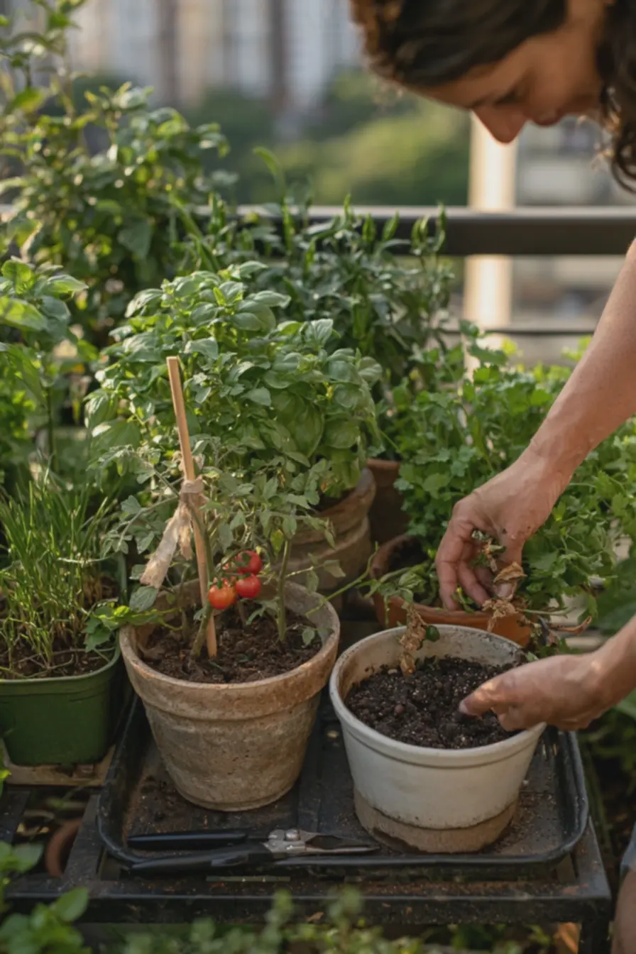 plano-detalhe-de-tutor-de-bambu-segurando-tomate-cereja-e-bandeja-coletora-paramanutencao-pratica-de-horta-em-apartamento A nova horta para apartamentos cabe sobre uma mesa e ainda decora a casa plano-detalhe-de-tutor-de-bambu-segurando-tomate-cereja-e-bandeja-coletora-paramanutencao-pratica-de-horta-em-apartamento A nova horta para apartamentos cabe sobre uma mesa e ainda decora a casa