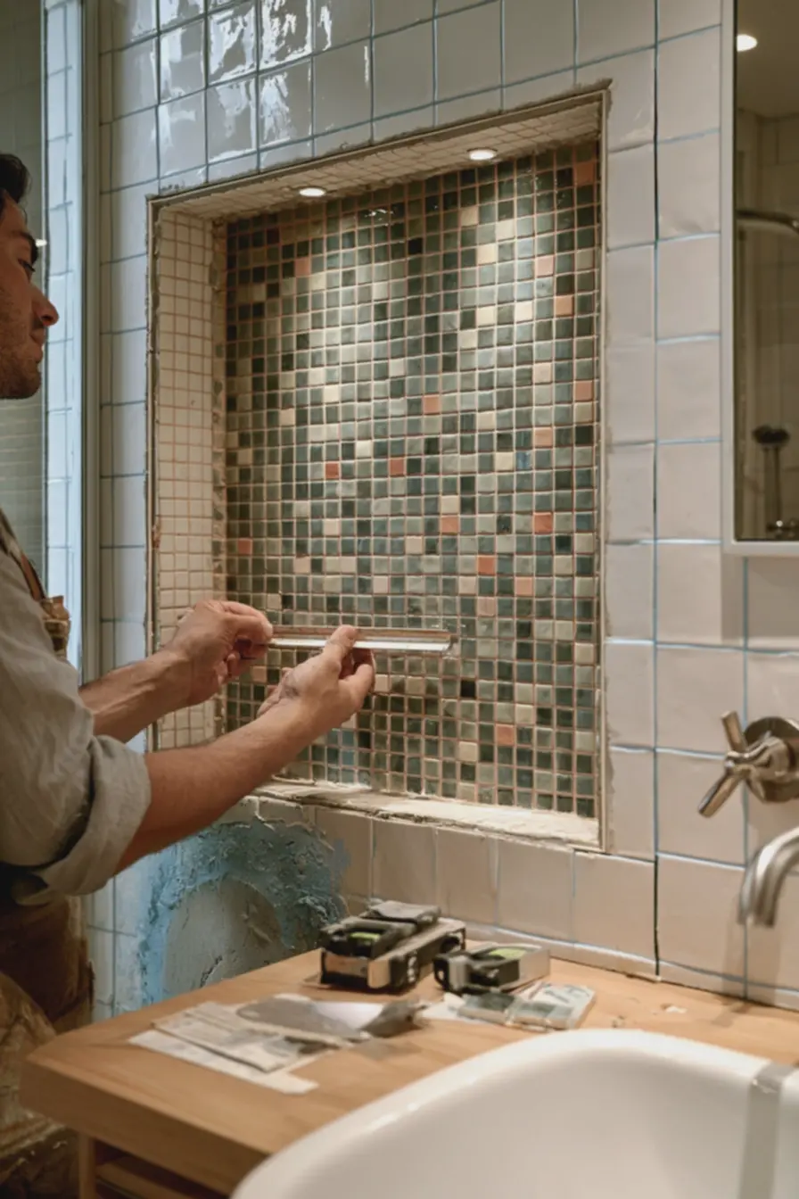 processo-de-revestimento-de-nicho-funcional-com-impermeabilizacao-azul-e-pisoinclinado-para-drenagem-de-agua Os azulejos dos anos 60 voltaram: 6 paginações retrô para cozinha e banheiro processo-de-revestimento-de-nicho-funcional-com-impermeabilizacao-azul-e-pisoinclinado-para-drenagem-de-agua Os azulejos dos anos 60 voltaram: 6 paginações retrô para cozinha e banheiro