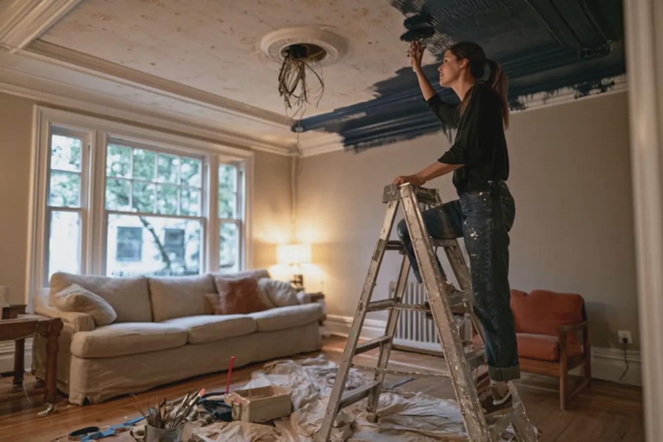 profissional-pintando-teto-com-tinta-fosca-em-sala-antiga-com-moveis-em-tonsneutros-aproveitando-luz-natural-e-abajur A parede mais esquecida da casa virou protagonista: como decorar o teto sem errar profissional-pintando-teto-com-tinta-fosca-em-sala-antiga-com-moveis-em-tonsneutros-aproveitando-luz-natural-e-abajur A parede mais esquecida da casa virou protagonista: como decorar o teto sem errar