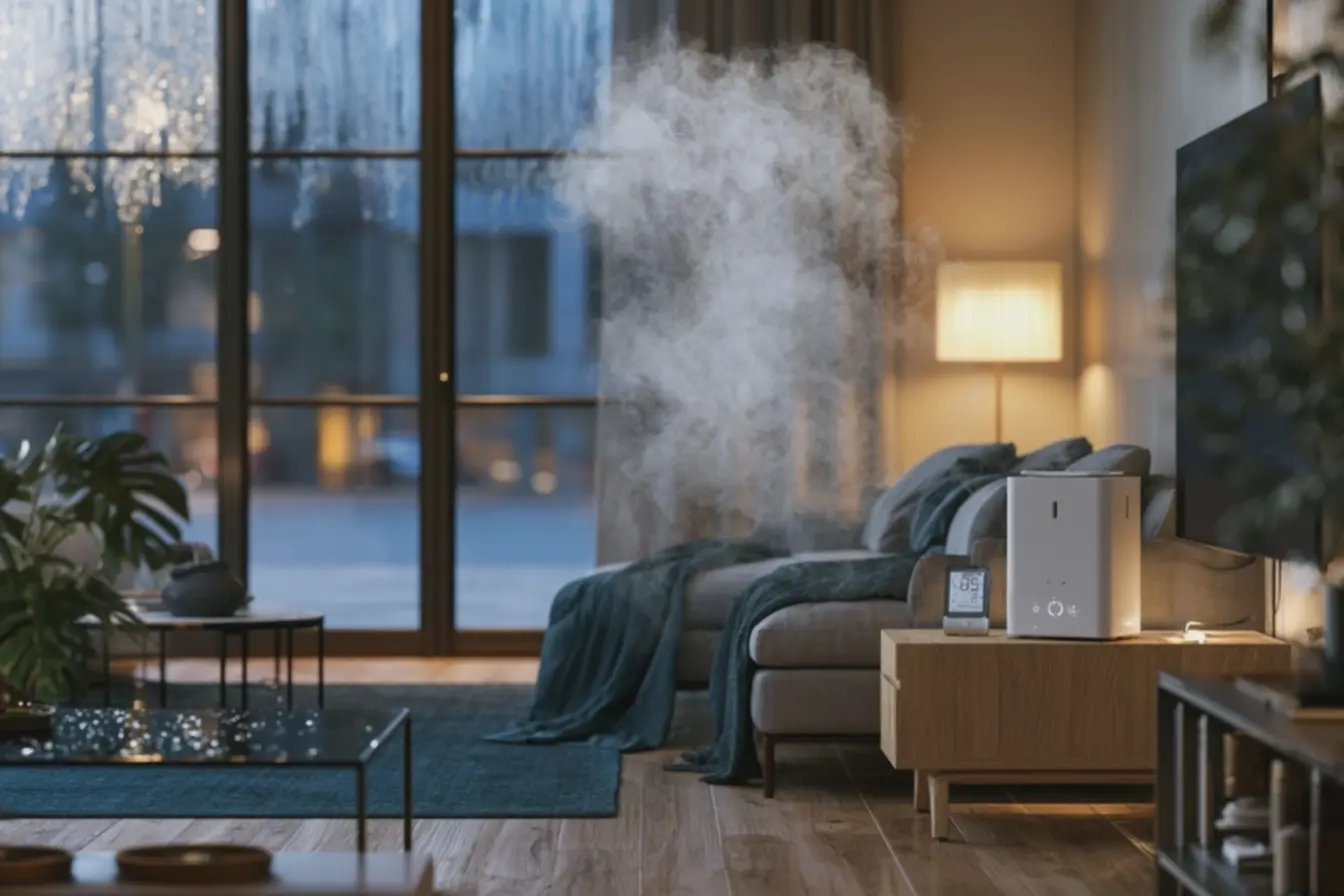 sala-de-estar-brasileira-com-sofa-cinza-manta-azul-e-janela-com-condensacao-emambiente-aconchegante-e-realista O que você precisa saber antes de escolher um umidificador para casa sala-de-estar-brasileira-com-sofa-cinza-manta-azul-e-janela-com-condensacao-emambiente-aconchegante-e-realista O que você precisa saber antes de escolher um umidificador para casa
