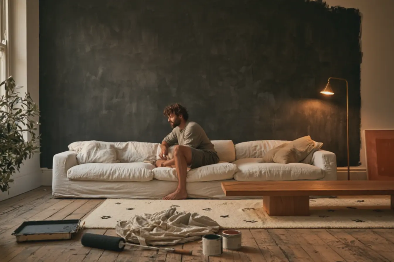 sala-de-estar-em-transformacao-com-parede-texturizada-cinza-carvao-e-sofa-brancoem-linho-ideal-para-decoracao-preto-e-branco A decoração com preto e branco voltou com tudo, e não fica nada sem graça. sala-de-estar-em-transformacao-com-parede-texturizada-cinza-carvao-e-sofa-brancoem-linho-ideal-para-decoracao-preto-e-branco A decoração com preto e branco voltou com tudo, e não fica nada sem graça.