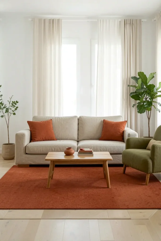 sala-neutra-com-terracota-repetido-no-tapete-almofada-e-objeto-decorativo-683x1024 Onde colocar cor na casa neutra quando pintar as paredes não é opção sala-neutra-com-terracota-repetido-no-tapete-almofada-e-objeto-decorativo-683x1024 Onde colocar cor na casa neutra quando pintar as paredes não é opção
