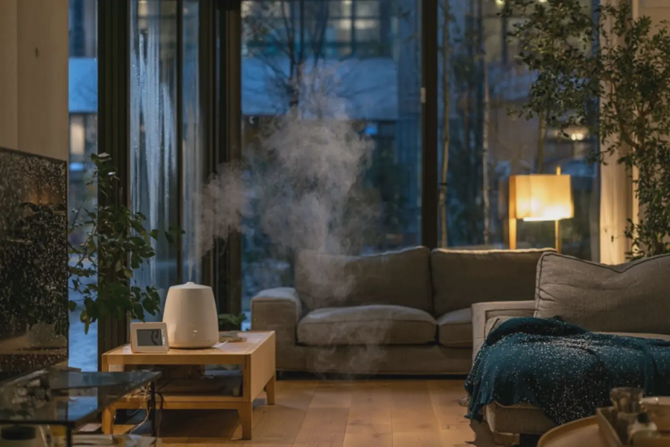 umidificador-ultrassonico-branco-emitindo-nevoa-visivel-em-sala-de-estar-durantenoite-fria-de-inverno O que você precisa saber antes de escolher um umidificador para casa umidificador-ultrassonico-branco-emitindo-nevoa-visivel-em-sala-de-estar-durantenoite-fria-de-inverno O que você precisa saber antes de escolher um umidificador para casa