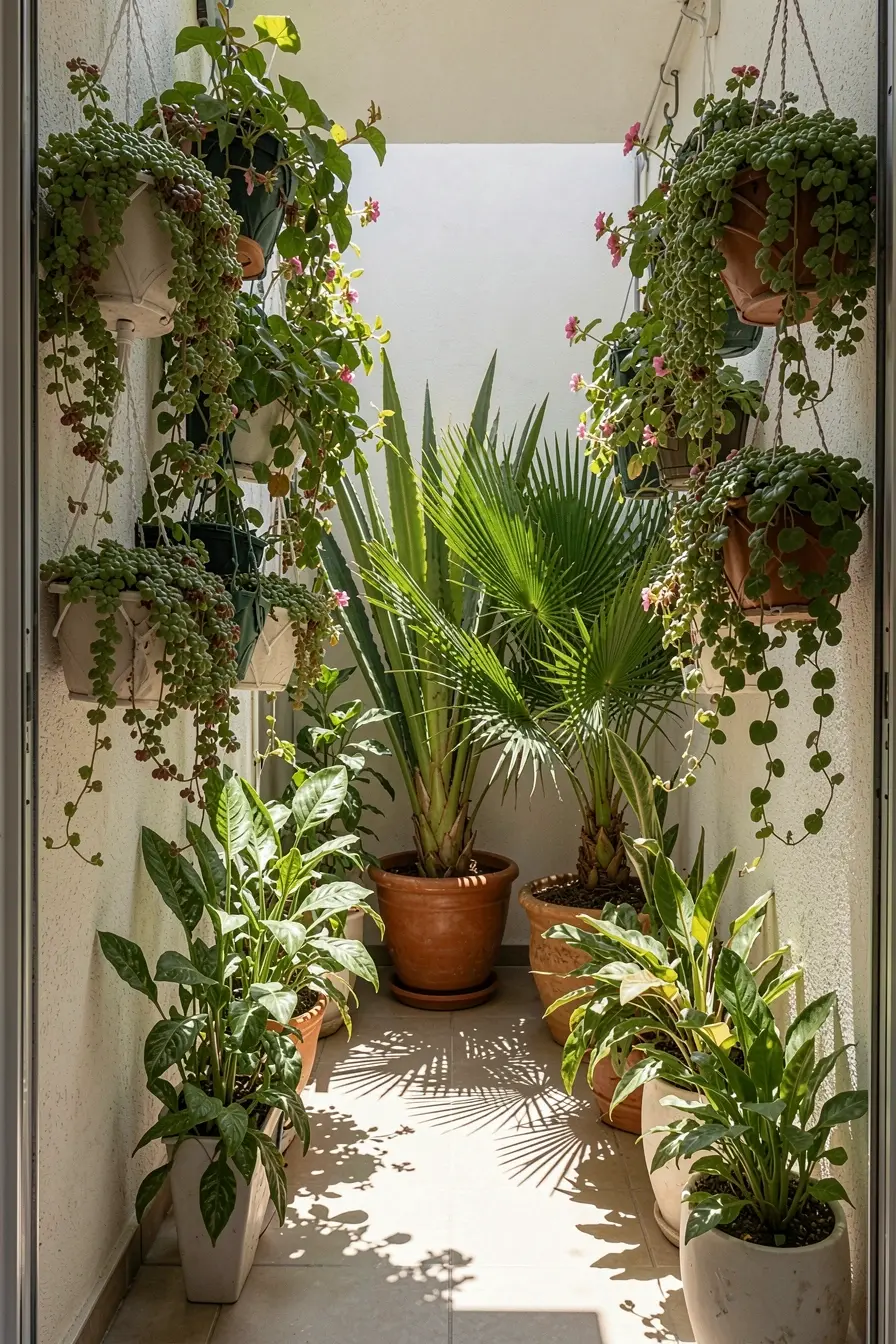 varanda-estreita-com-plantas-verticais-e-pendentes-organizadas-para-aproveitar-o-sol-sem-bloquear-a-circulacao Sol forte na varanda: combinações de plantas para um cantinho verde e vibrante varanda-estreita-com-plantas-verticais-e-pendentes-organizadas-para-aproveitar-o-sol-sem-bloquear-a-circulacao Sol forte na varanda: combinações de plantas para um cantinho verde e vibrante