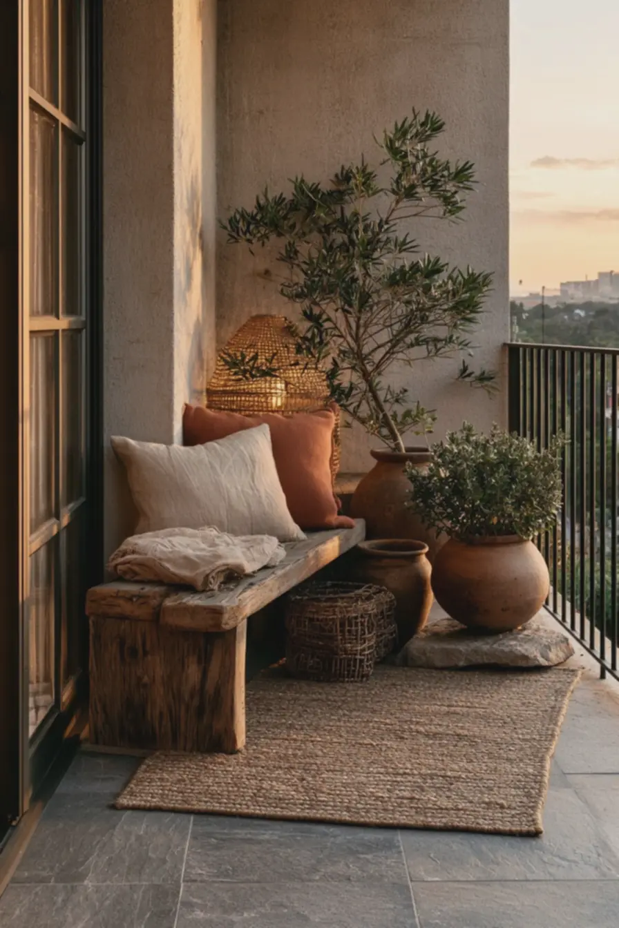 varanda-estreita-de-apartamento-decorada-com-estilo-rustico-urbano-com-banco-demadeira-reaproveitada A casa de campo chegou à cidade: veja como a decoração rústica está transformando os interiores varanda-estreita-de-apartamento-decorada-com-estilo-rustico-urbano-com-banco-demadeira-reaproveitada A casa de campo chegou à cidade: veja como a decoração rústica está transformando os interiores