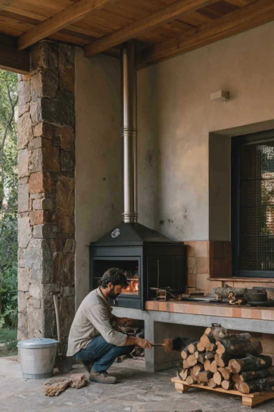 varanda-gourmet-coberta-com-fogao-a-lenha-esmaltado-preto-forno-inferior-echamine-metalica-vertical Fogão a lenha em casa: segredos para unir charme rústico e inovação moderna varanda-gourmet-coberta-com-fogao-a-lenha-esmaltado-preto-forno-inferior-echamine-metalica-vertical Fogão a lenha em casa: segredos para unir charme rústico e inovação moderna