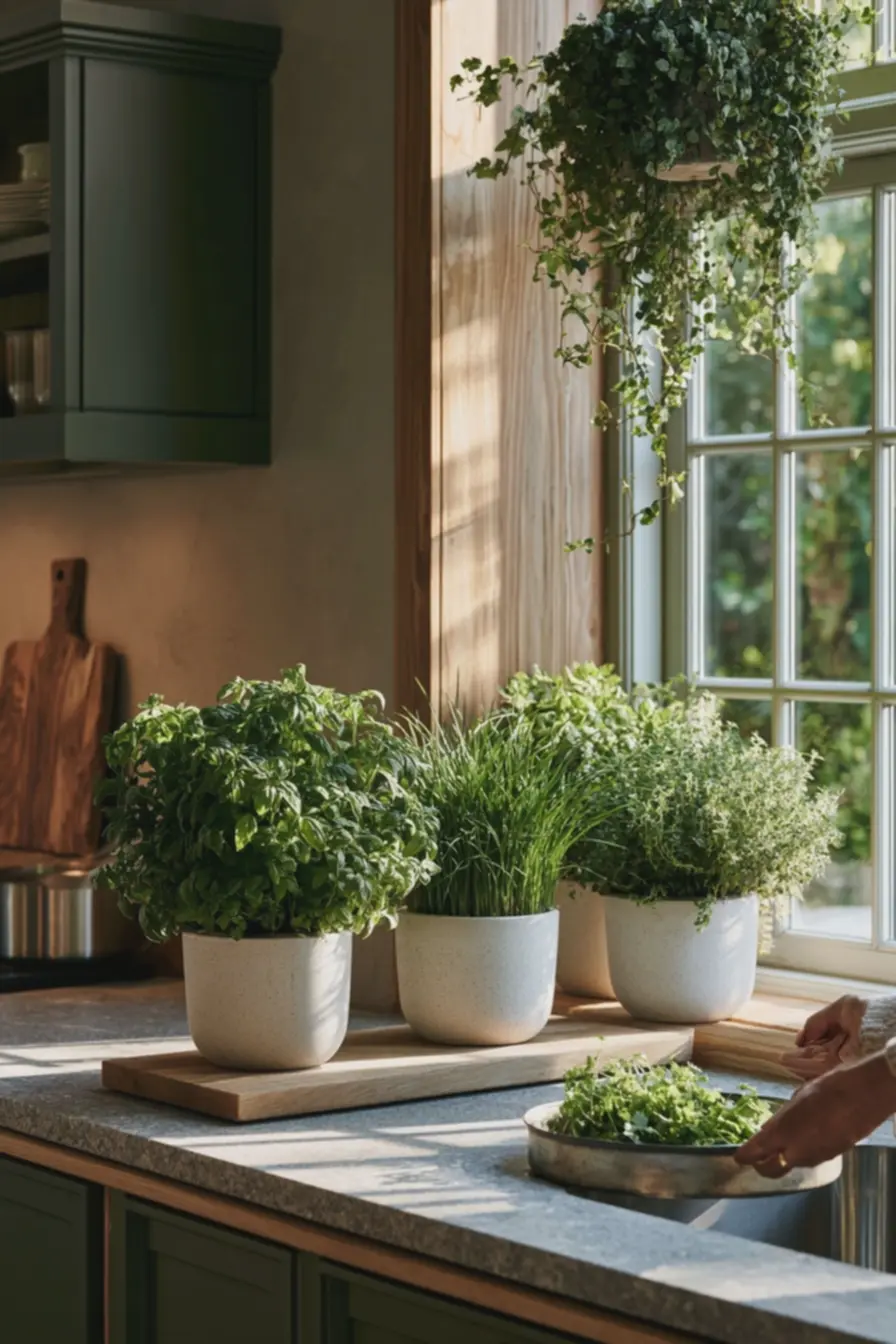 vaso-suspenso-com-jiboia-em-cozinha-compacta-integrando-plantas-a-decoracao-semocupar-bancada-de-pedra-cinza-organizada-e-pratica-para-cultivo-de-temperos Decoração com plantas: ideias práticas para integrar verde sem exageros vaso-suspenso-com-jiboia-em-cozinha-compacta-integrando-plantas-a-decoracao-semocupar-bancada-de-pedra-cinza-organizada-e-pratica-para-cultivo-de-temperos Decoração com plantas: ideias práticas para integrar verde sem exageros