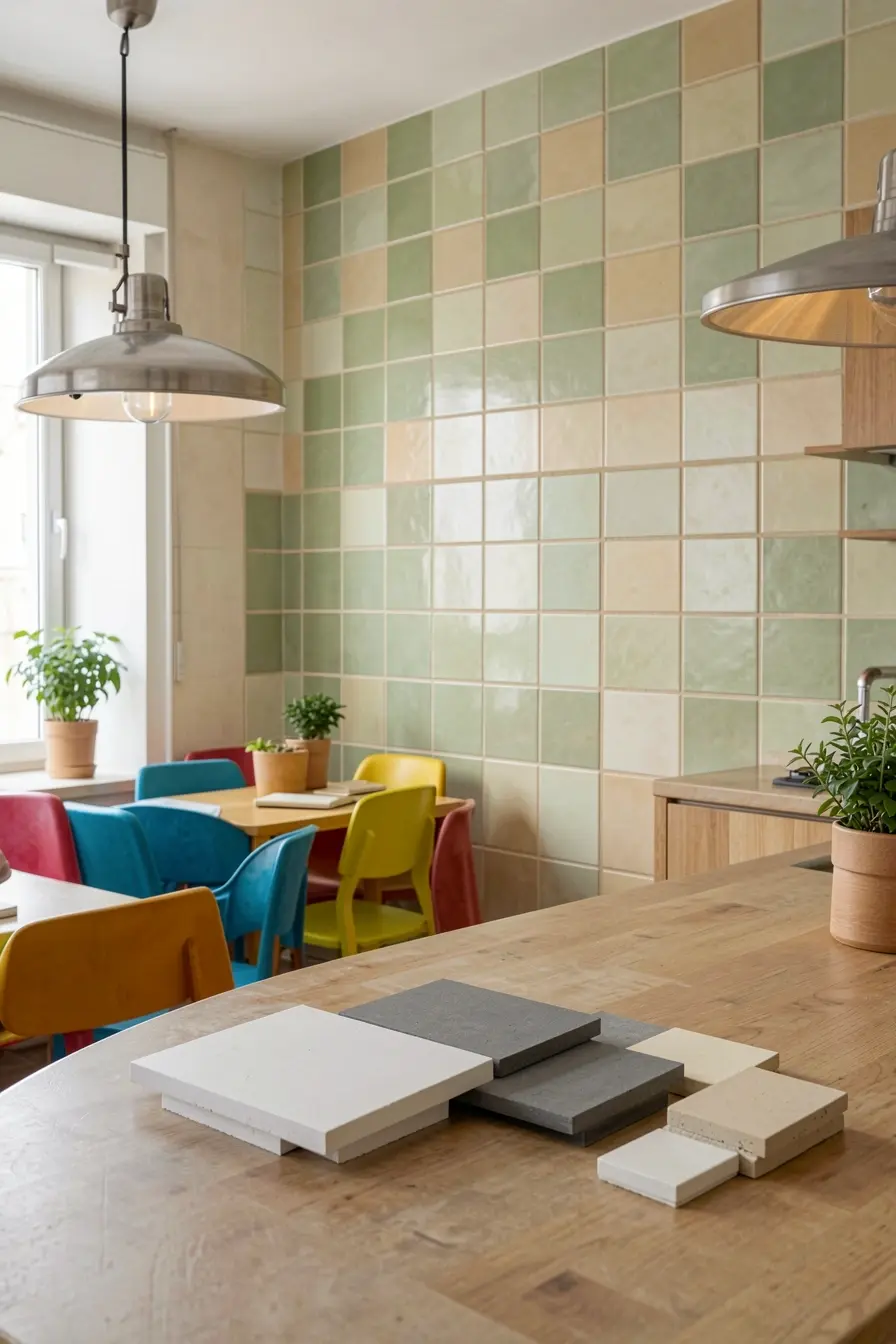 ambiente-integrado-com-azulejo-retro-e-amostras-de-rejunte-mostrando-escolha-de-tonalidade-intermediaria A cor do rejunte pode envelhecer ou renovar o azulejo retrô na decoração ambiente-integrado-com-azulejo-retro-e-amostras-de-rejunte-mostrando-escolha-de-tonalidade-intermediaria A cor do rejunte pode envelhecer ou renovar o azulejo retrô na decoração