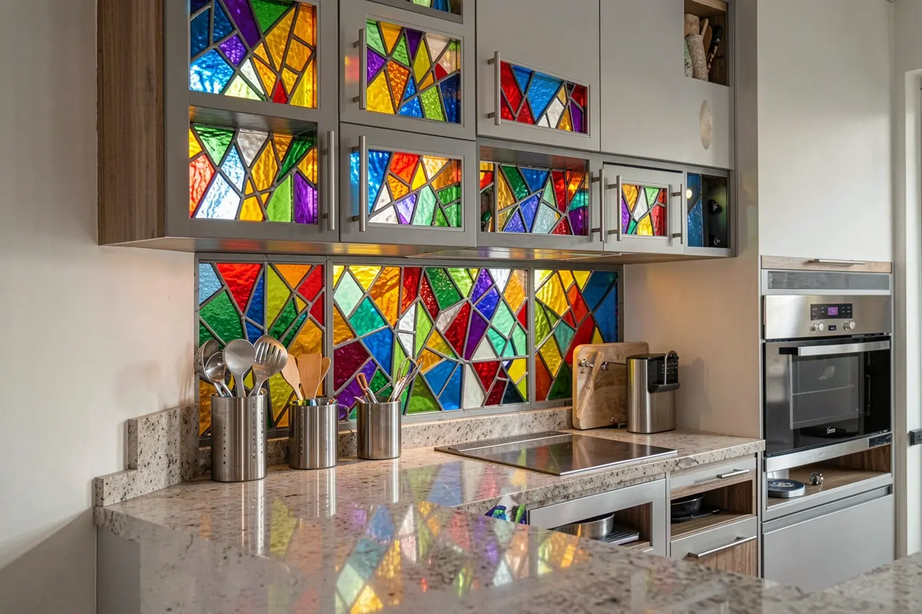 armarios-de-cozinha-com-vitrais-intensos-competindo-com-a-decoracao-e-fragmentando-a-composicao Entre portas, janelas e móveis, onde o vitral funciona melhor em casa? armarios-de-cozinha-com-vitrais-intensos-competindo-com-a-decoracao-e-fragmentando-a-composicao Entre portas, janelas e móveis, onde o vitral funciona melhor em casa?